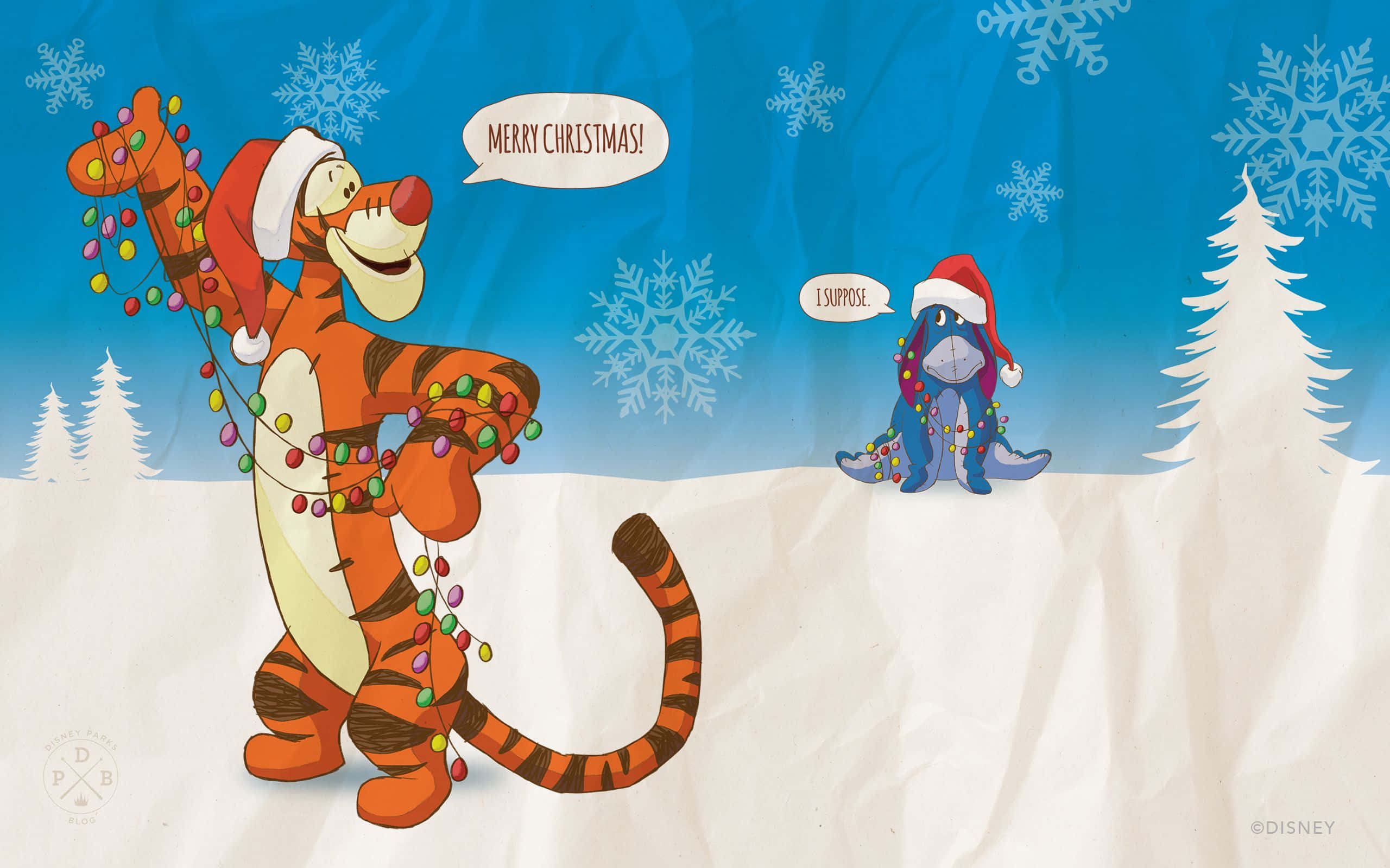 Tigger ve Noel Baba karda Duvar Kağıdı