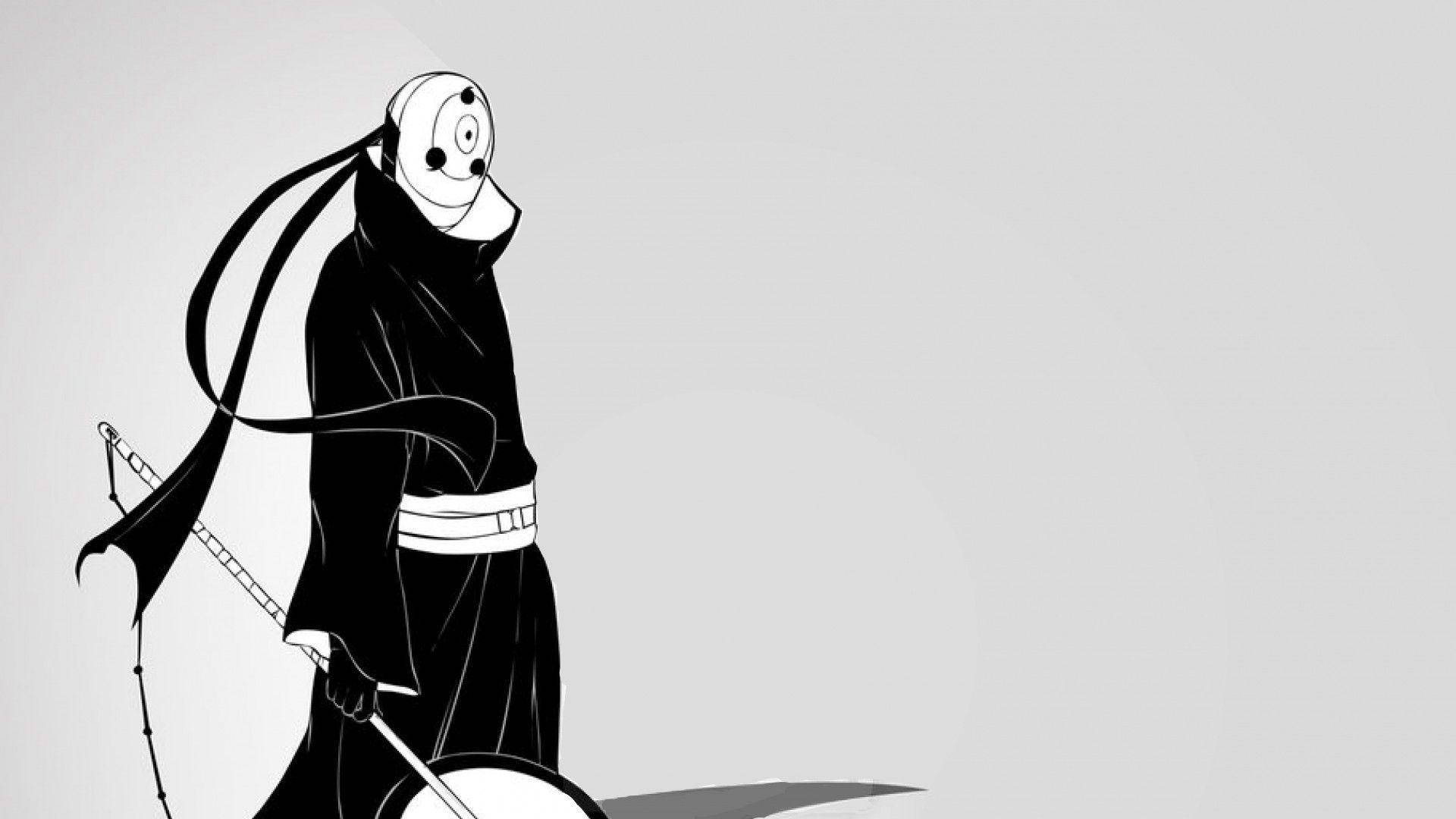 Tobi Naruto Siyah Beyaz Estetik Duvar Kağıdı