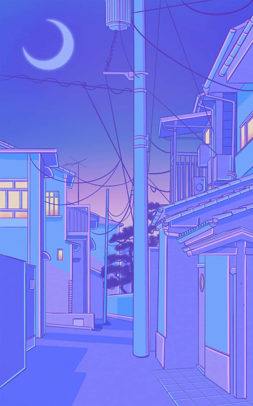 Tokyo Anime Mor Köy Gecesi Duvar Kağıdı