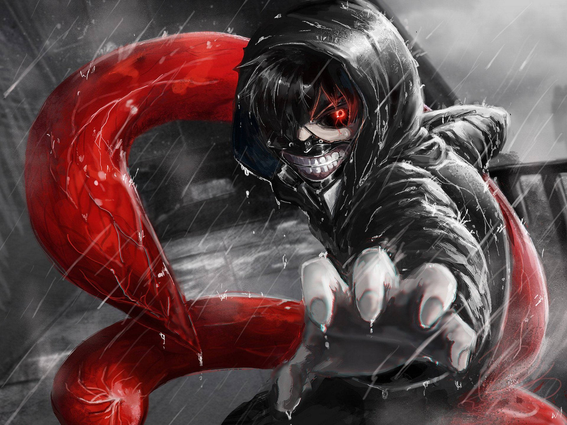 Tokyo Ghoul Karakteri Ken'in Kırmızı Dokunaçları Duvar Kağıdı