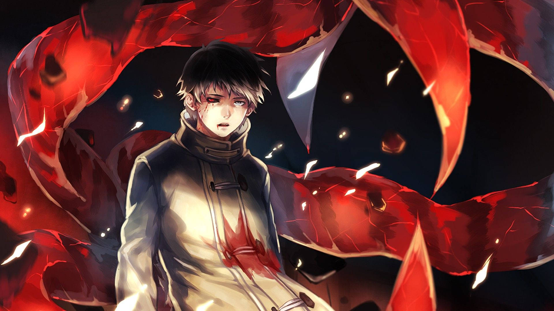 Tokyo Ghoul Karakteri Ken Kırmızı Göz Duvar Kağıdı