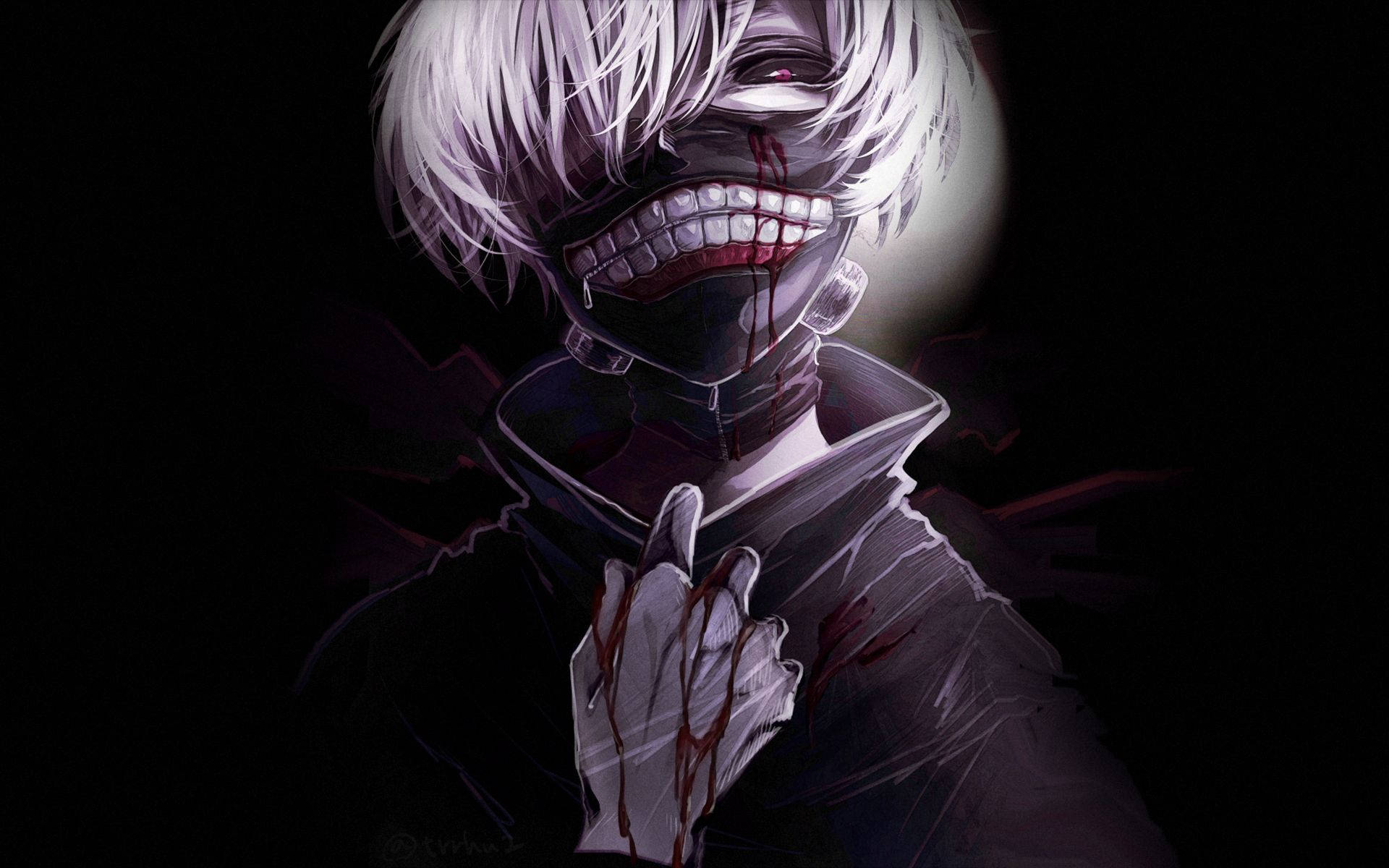 Tokyo Ghoul Karakterleri Ken'in Maskesi Kan Duvar Kağıdı