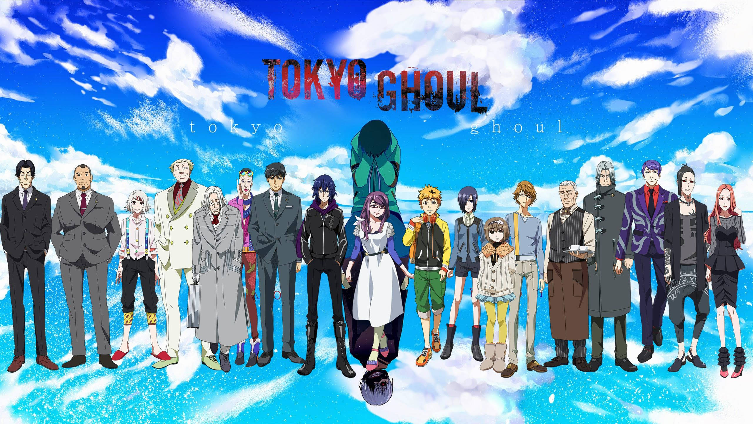 Tokyo Ghoul Karakterleri Mavi Gökyüzü Posteri Duvar Kağıdı