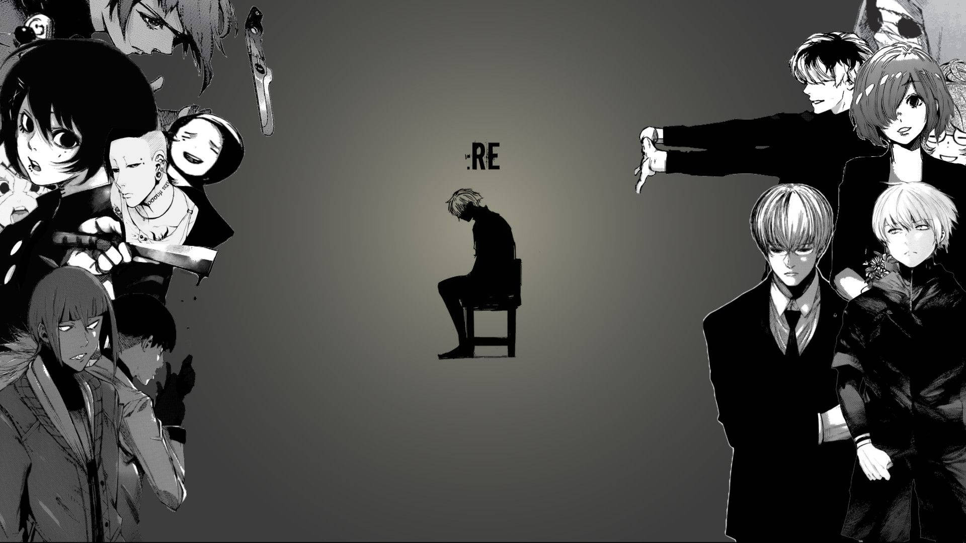 Tokyo Ghoul Karakterleri Siyah Beyaz Duvar Kağıdı