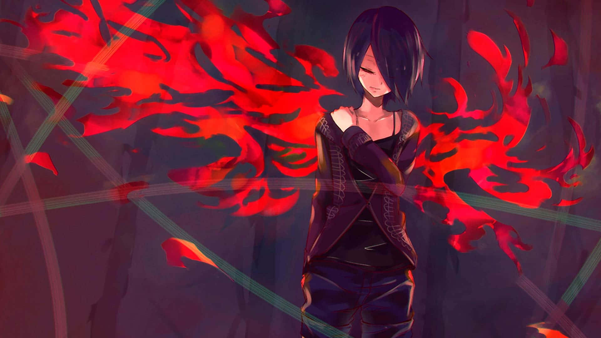 "Tokyo'nun hareketli şehir manzarasıyla dolu Tokyo Ghoul'dan bir sahne" Duvar Kağıdı
