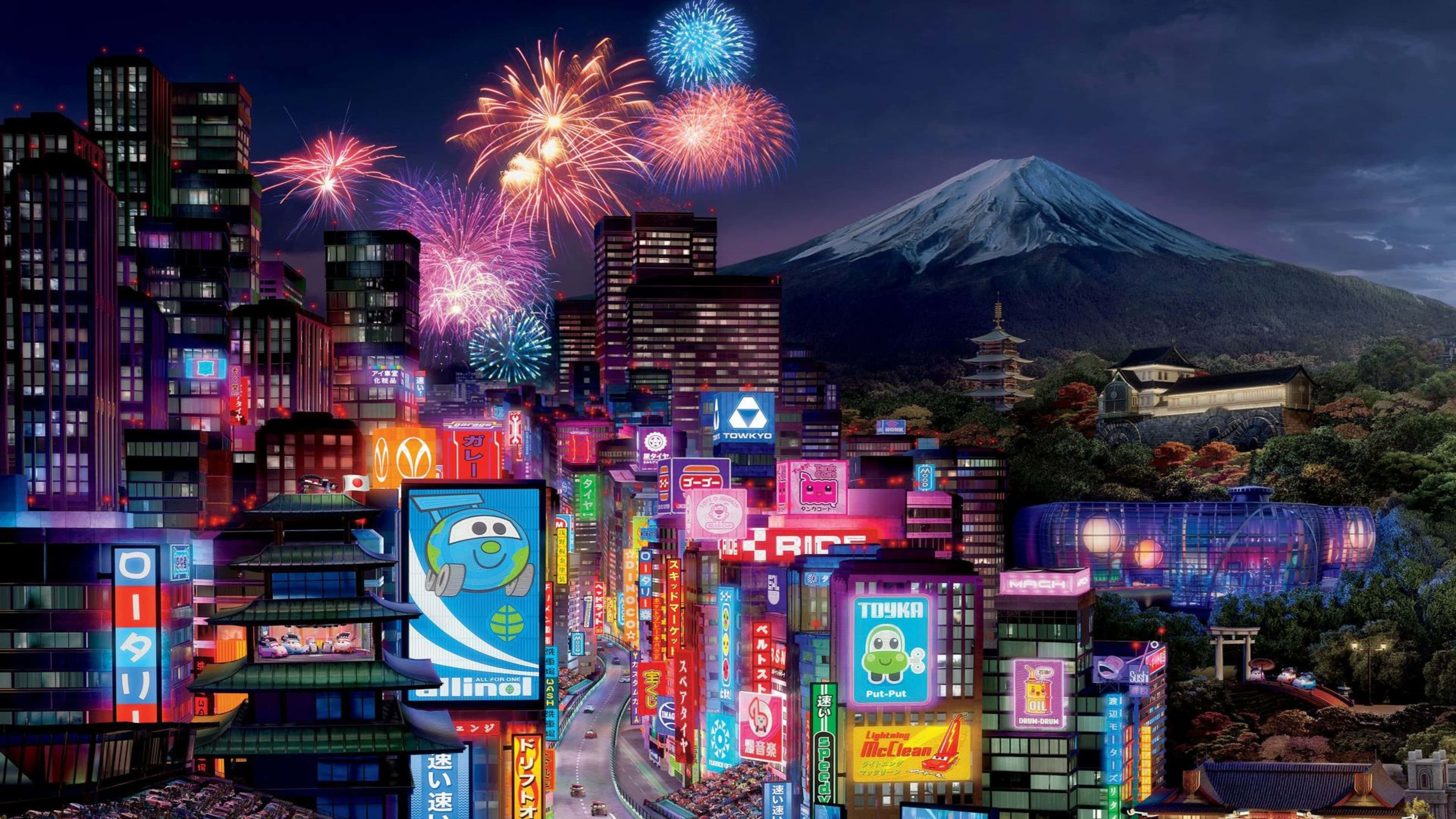 Tokyo şehri, canlı anime kültürünün renkleriyle parlıyor Duvar Kağıdı