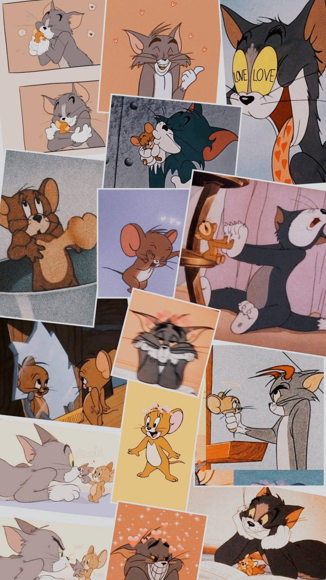 Tom ve Jerry Anıları Estetik Kolaj Duvar Kağıdı