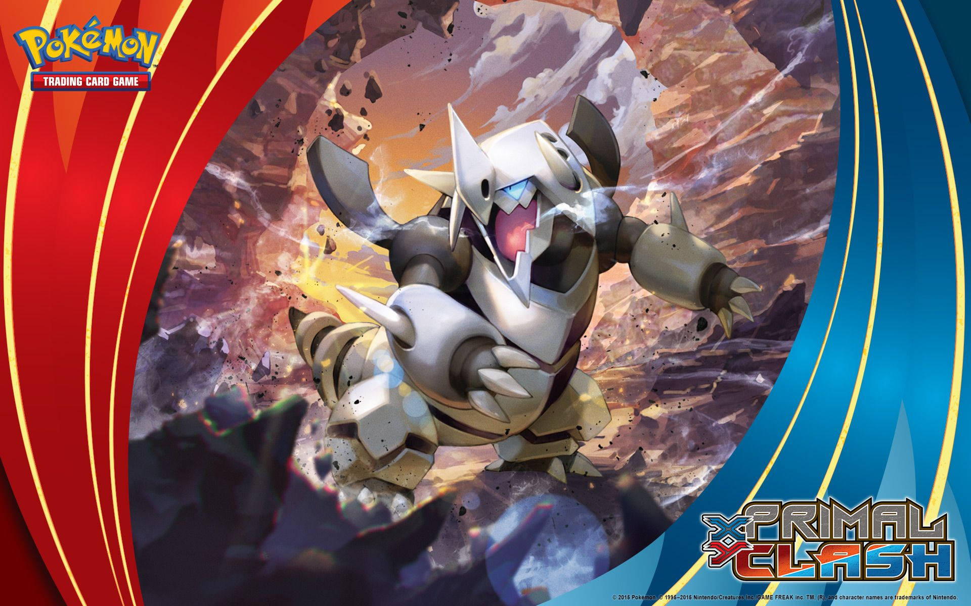Savaş alanında savaşan toprak metal Pokemon.