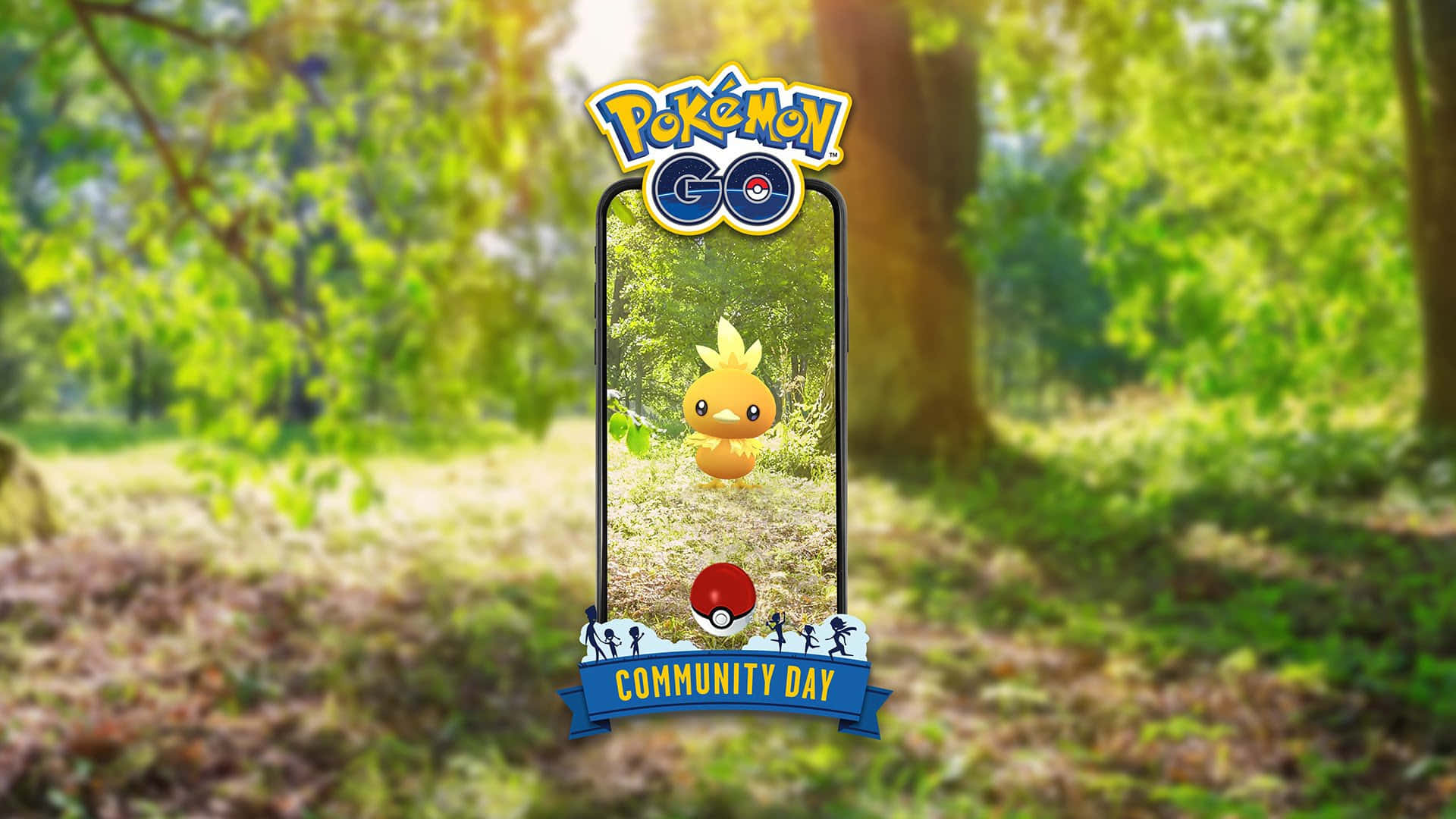 Torchic ve Pokemon Go Community Day Logosu Duvar Kağıdı