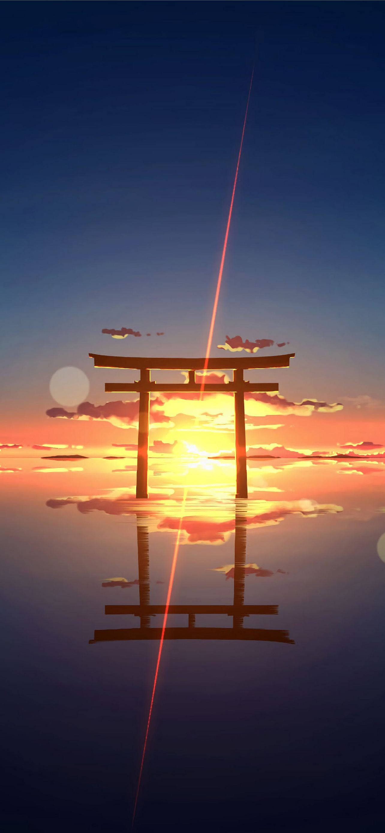 Torii Kapısı Gün Batımı Ufku Duvar Kağıdı