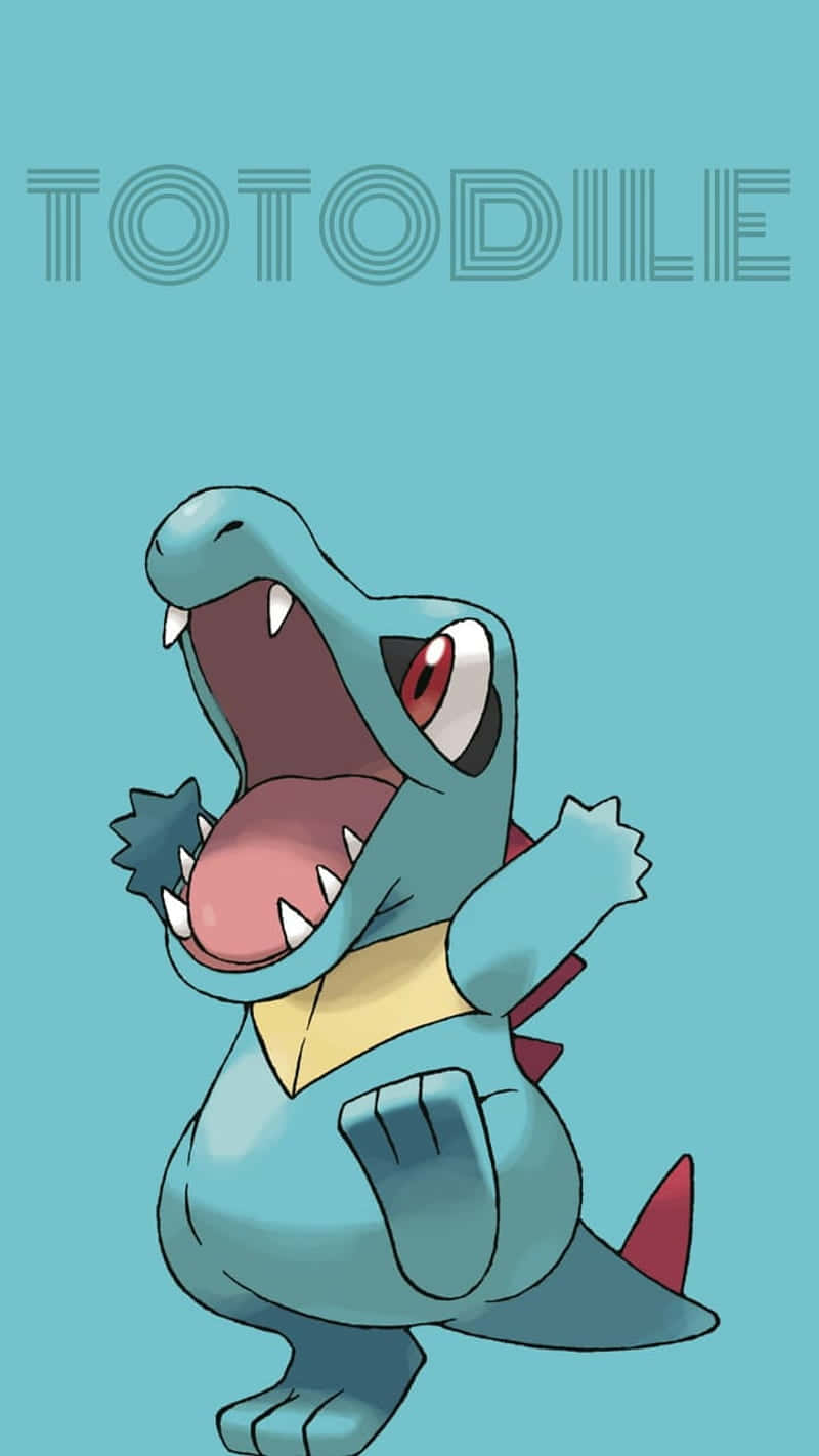 Totodile İsmiyle Mavi Arka Planda Duvar Kağıdı