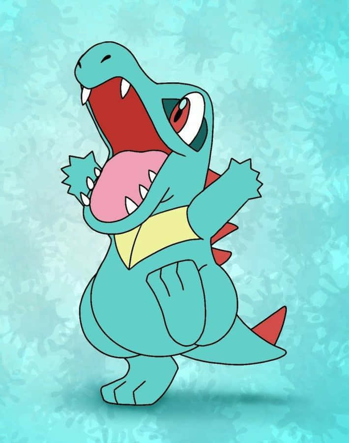 Totodile Mavi Soyut Arka Plan Karşısında Duvar Kağıdı