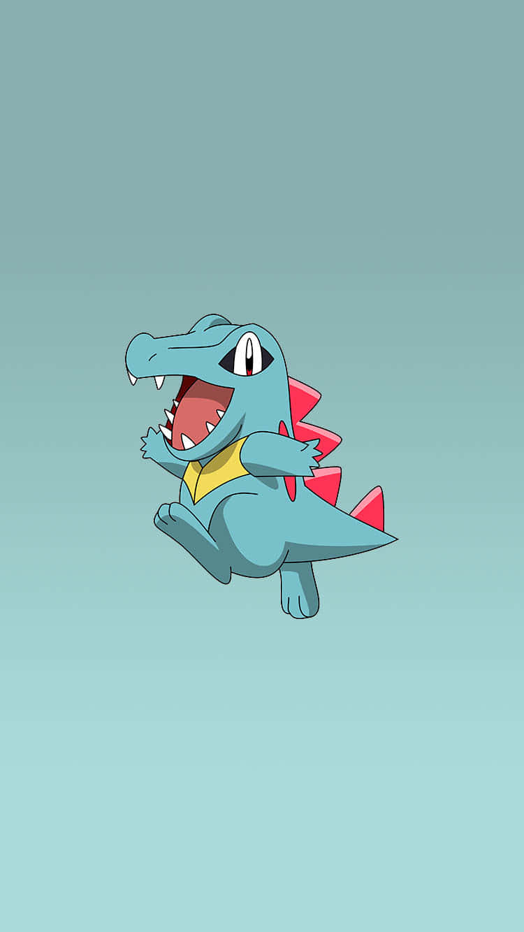 Totodile Teal Gradyan Arkaplanda Duvar Kağıdı