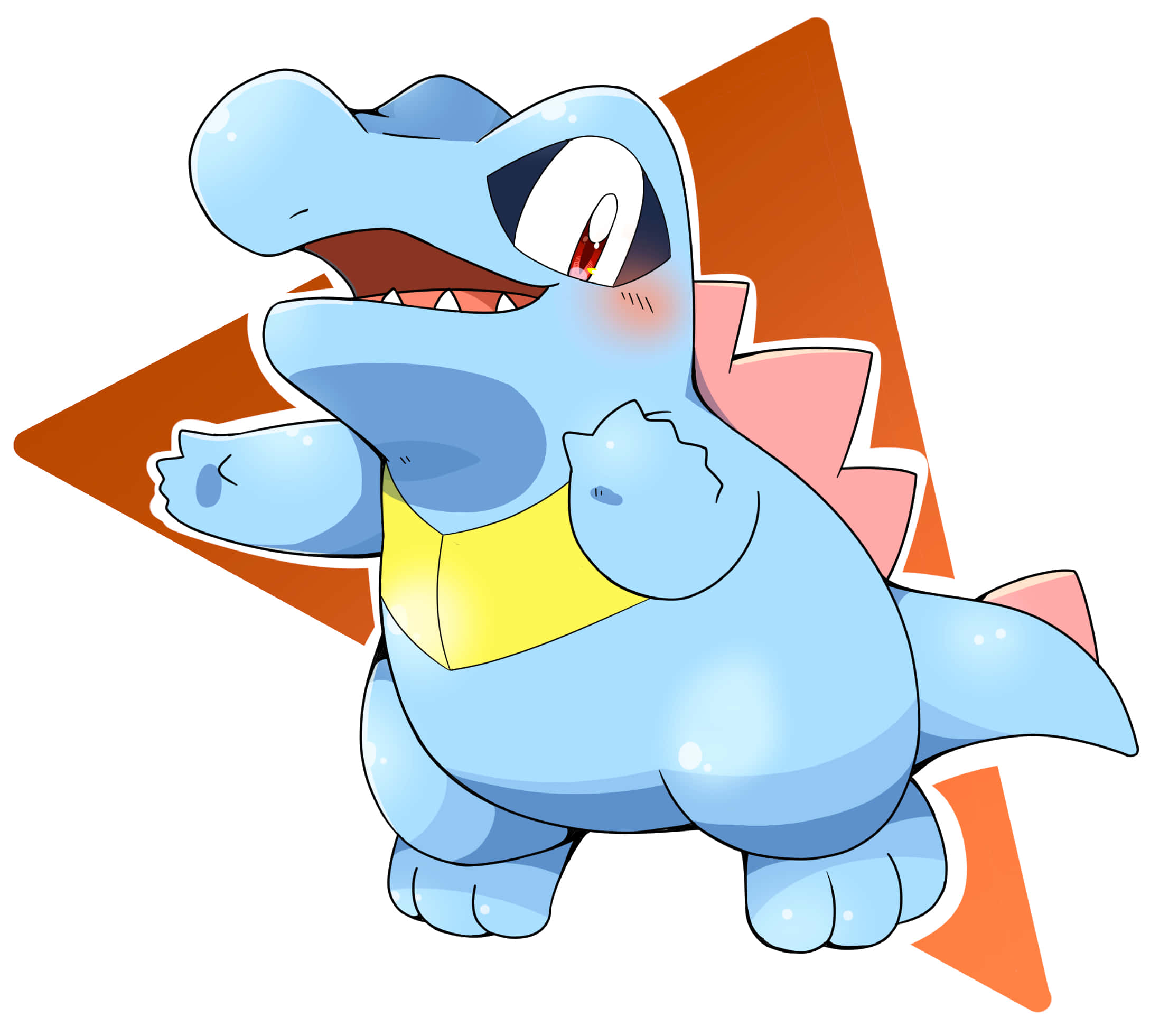 Totodile Turuncu Üçgen Grafikli Duvar Kağıdı