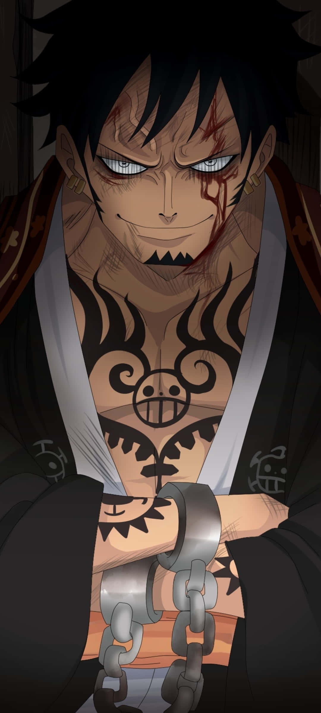 Trafalgar Law şeytan meyvesi güçlerini sergiliyor. Duvar Kağıdı