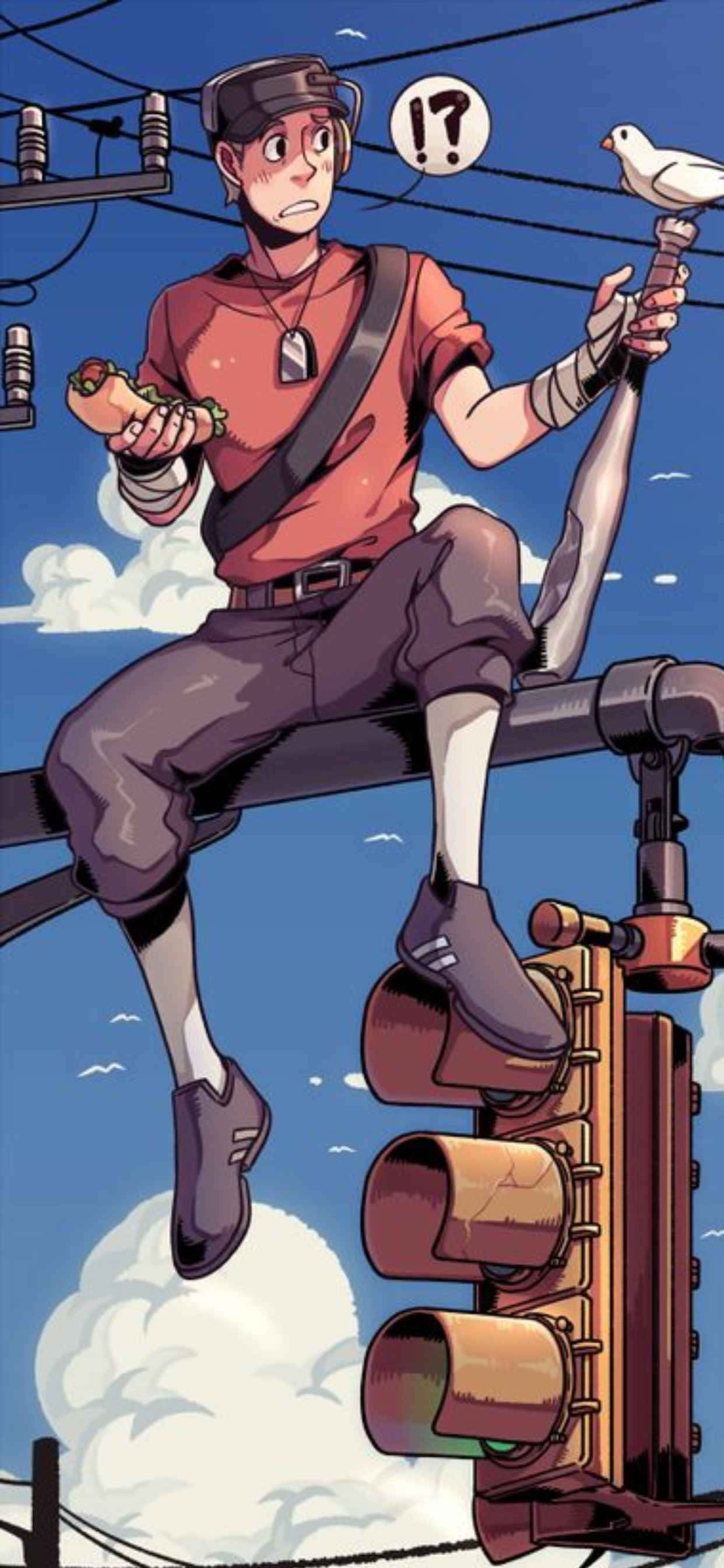 Trafik Lambasında Animasyonlu Scout iPhone Xs Max Team Fortress 2 Arka Planı Duvar Kağıdı