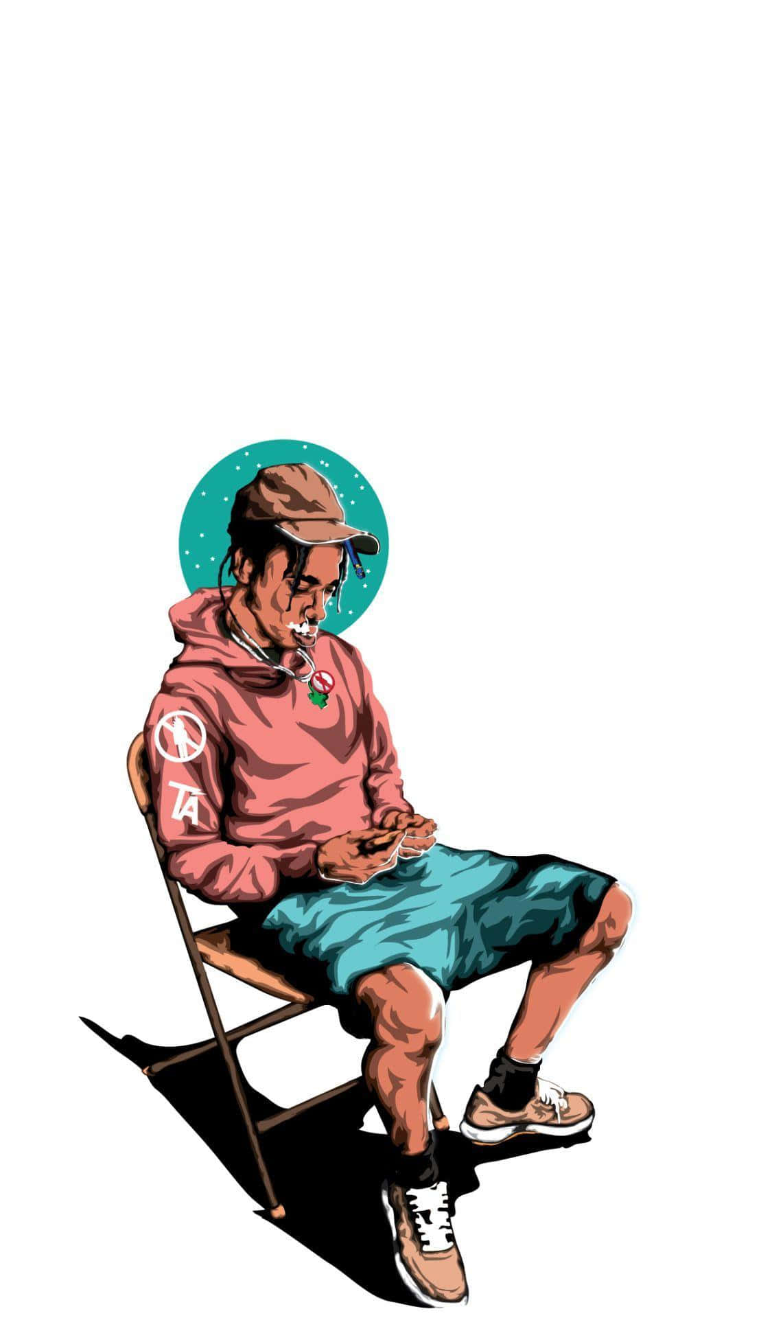 “Travis Scott Karikatür İllüstrasyonu” Duvar Kağıdı