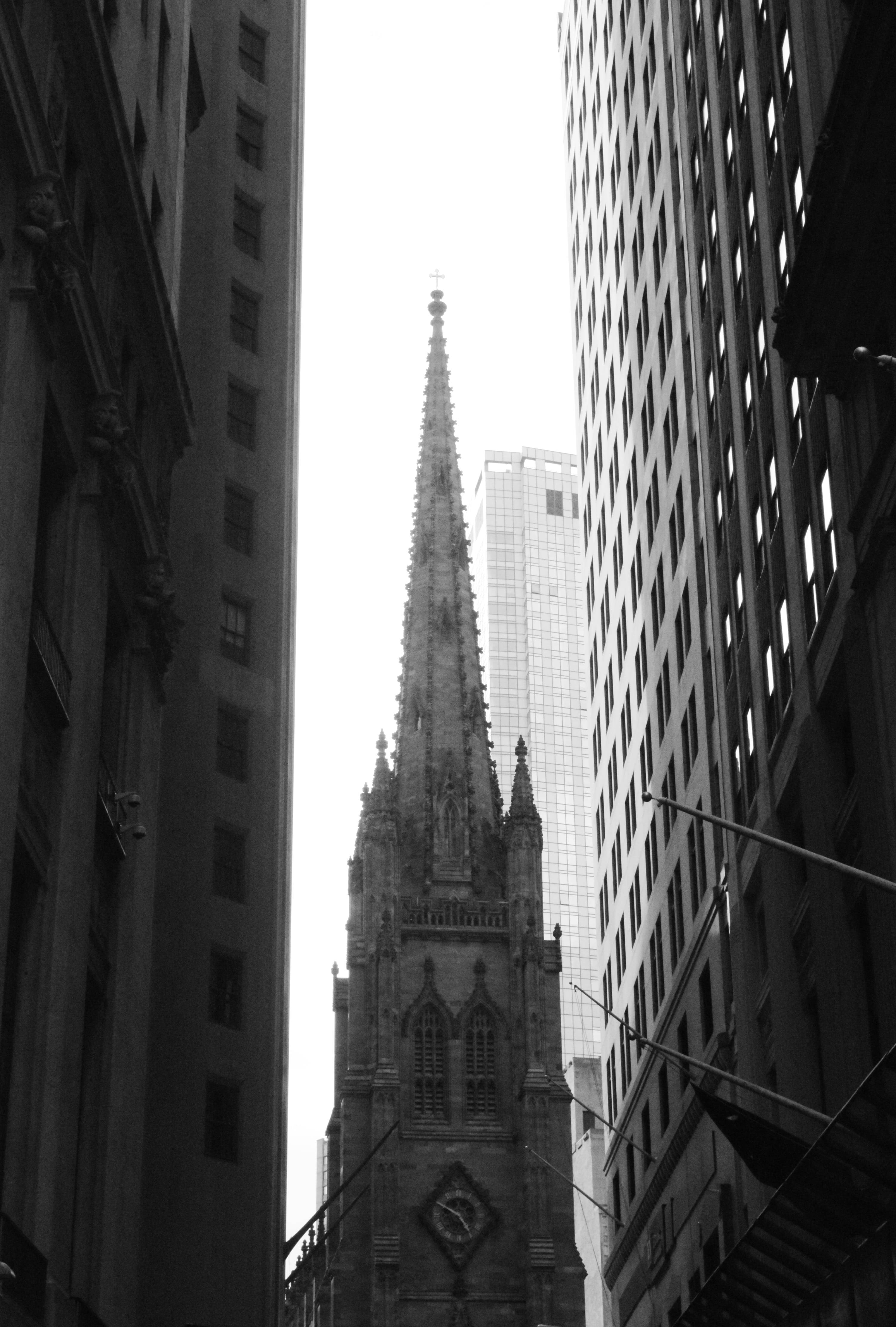 Trinity Kilisesi New York Siyah Beyaz Duvar Kağıdı