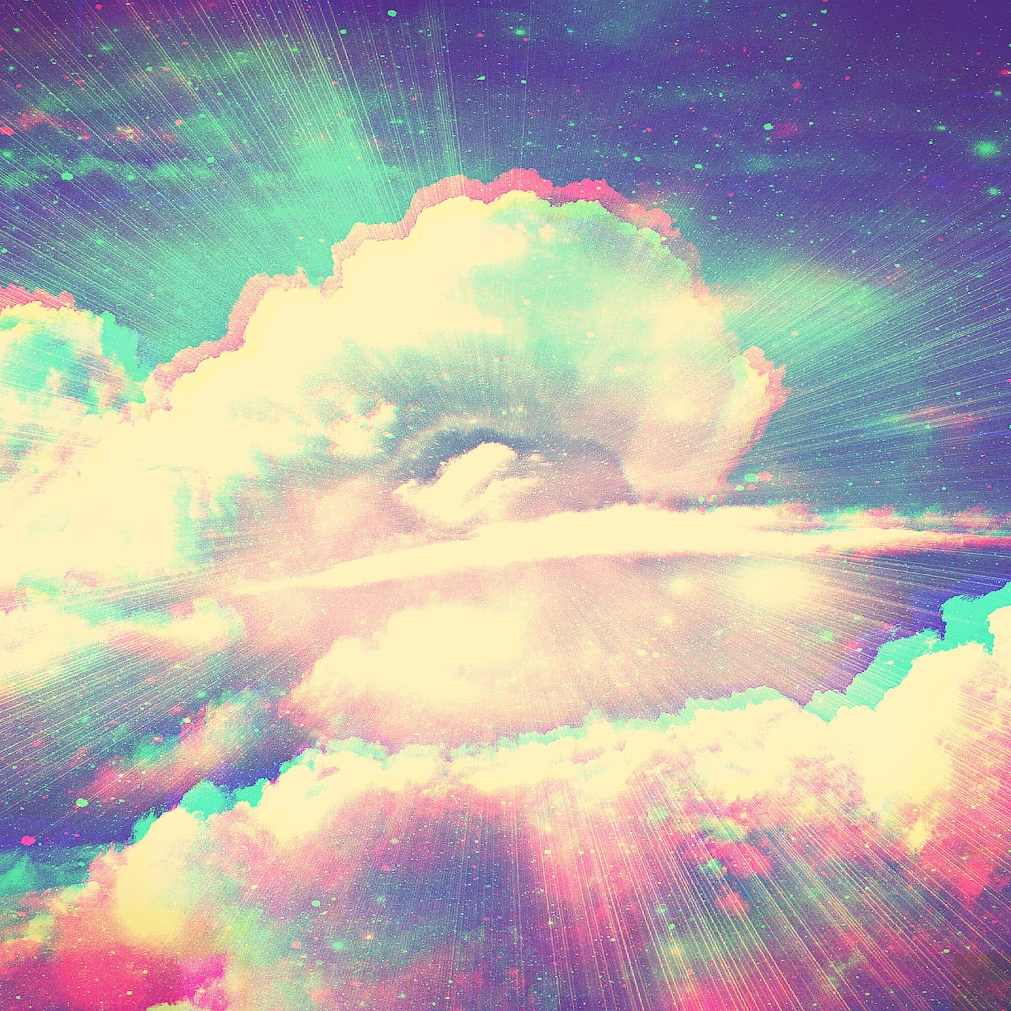 Trippy Estetik Bulut ve Işık Patlaması Duvar Kağıdı
