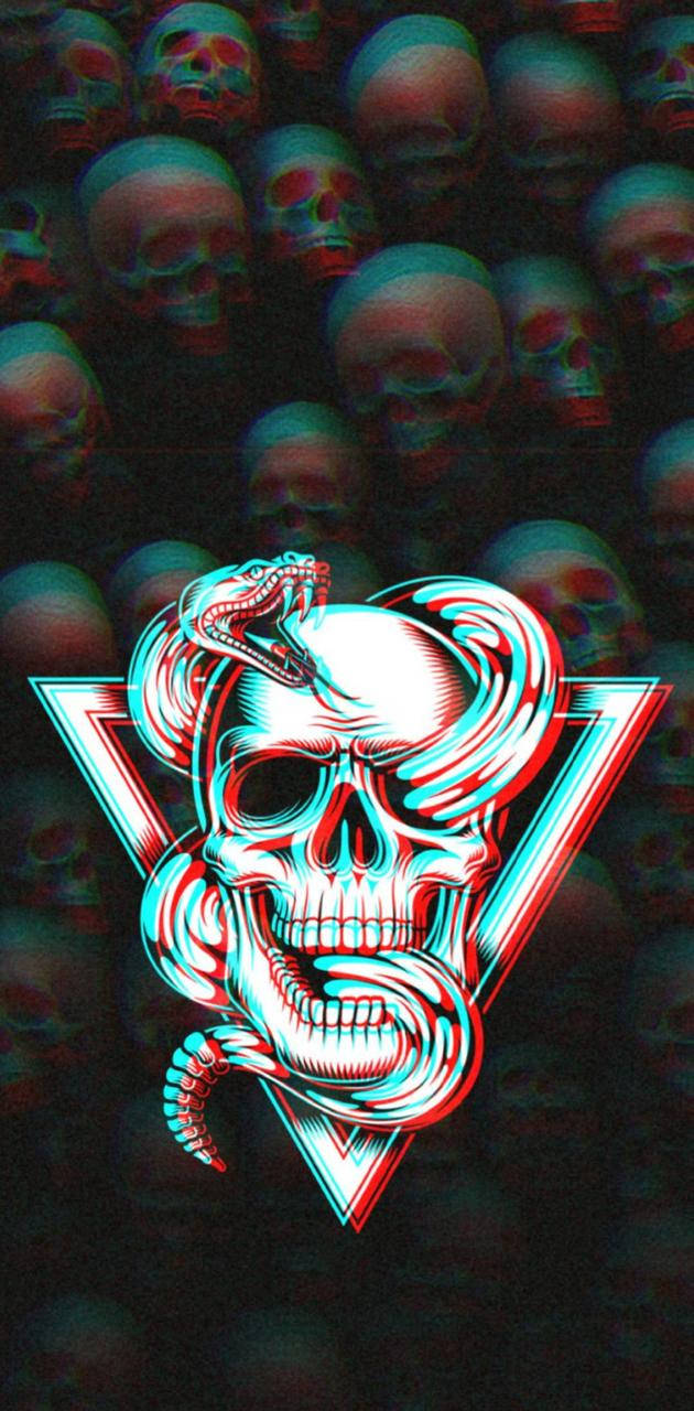 Trippy Estetik Kafatası ve Yılan Duvar Kağıdı