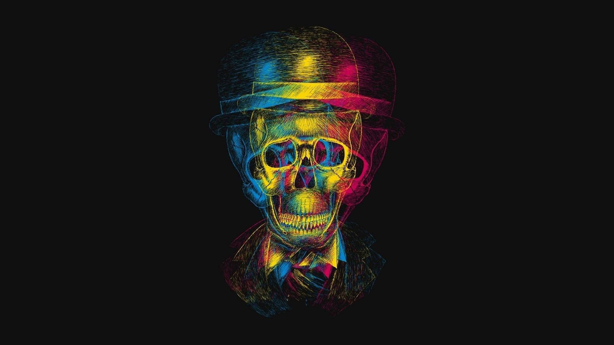 Trippy Karanlık Estetik Kafatası Duvar Kağıdı