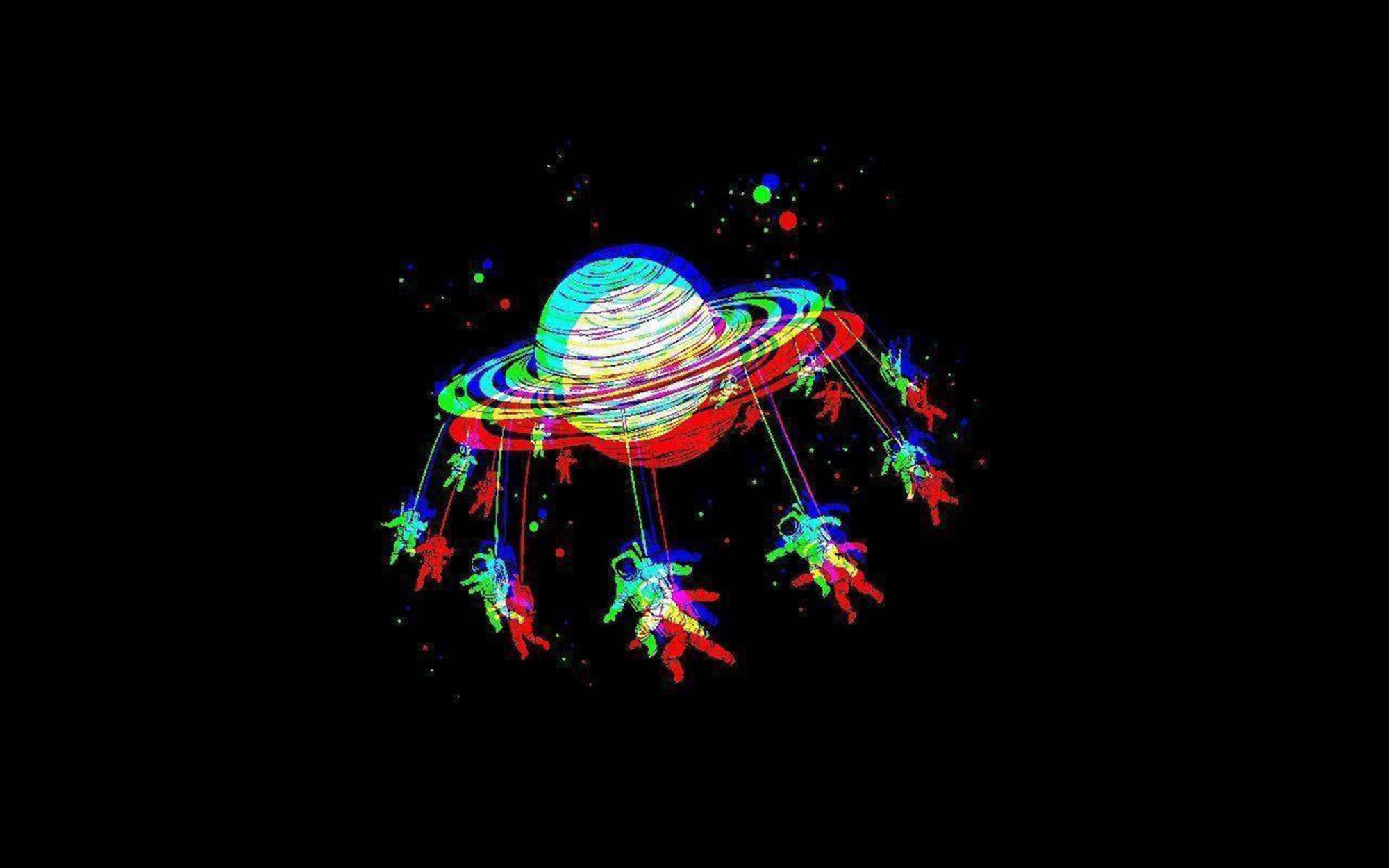 Trippy Karanlık Estetik Astronotlar Duvar Kağıdı