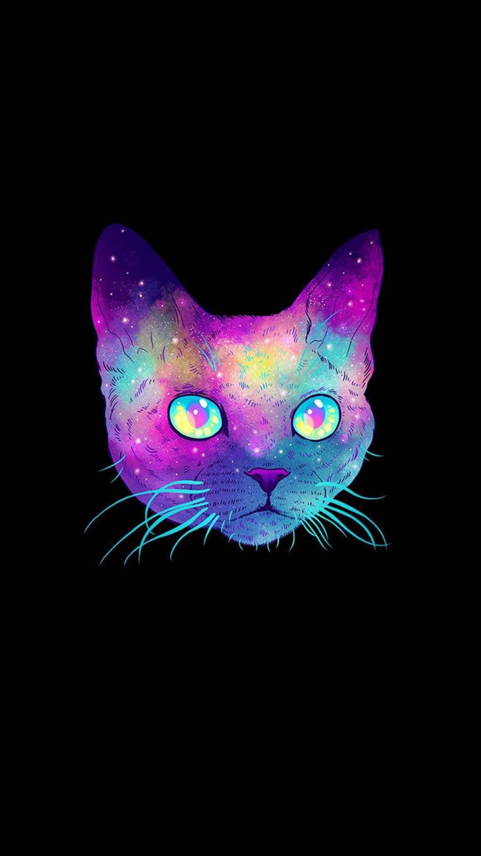 Trippy Karanlık Estetik Kedi Duvar Kağıdı