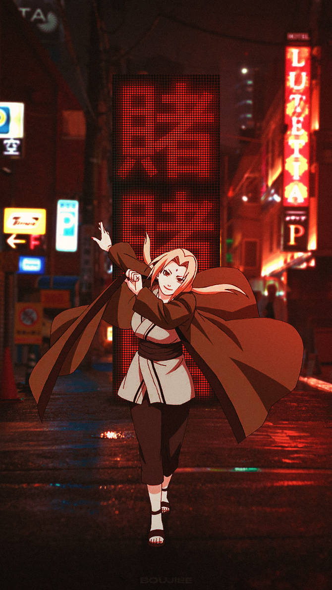 Tsunade Japon Şehir Sokağında Duvar Kağıdı