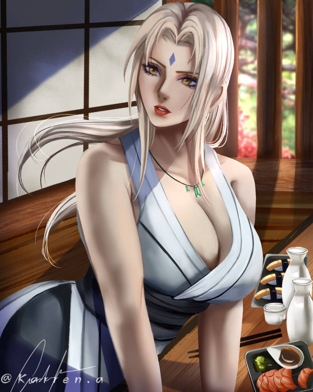 Tsunade Suşi Yiyor — Naruto telefon GIF Duvar Kağıdı