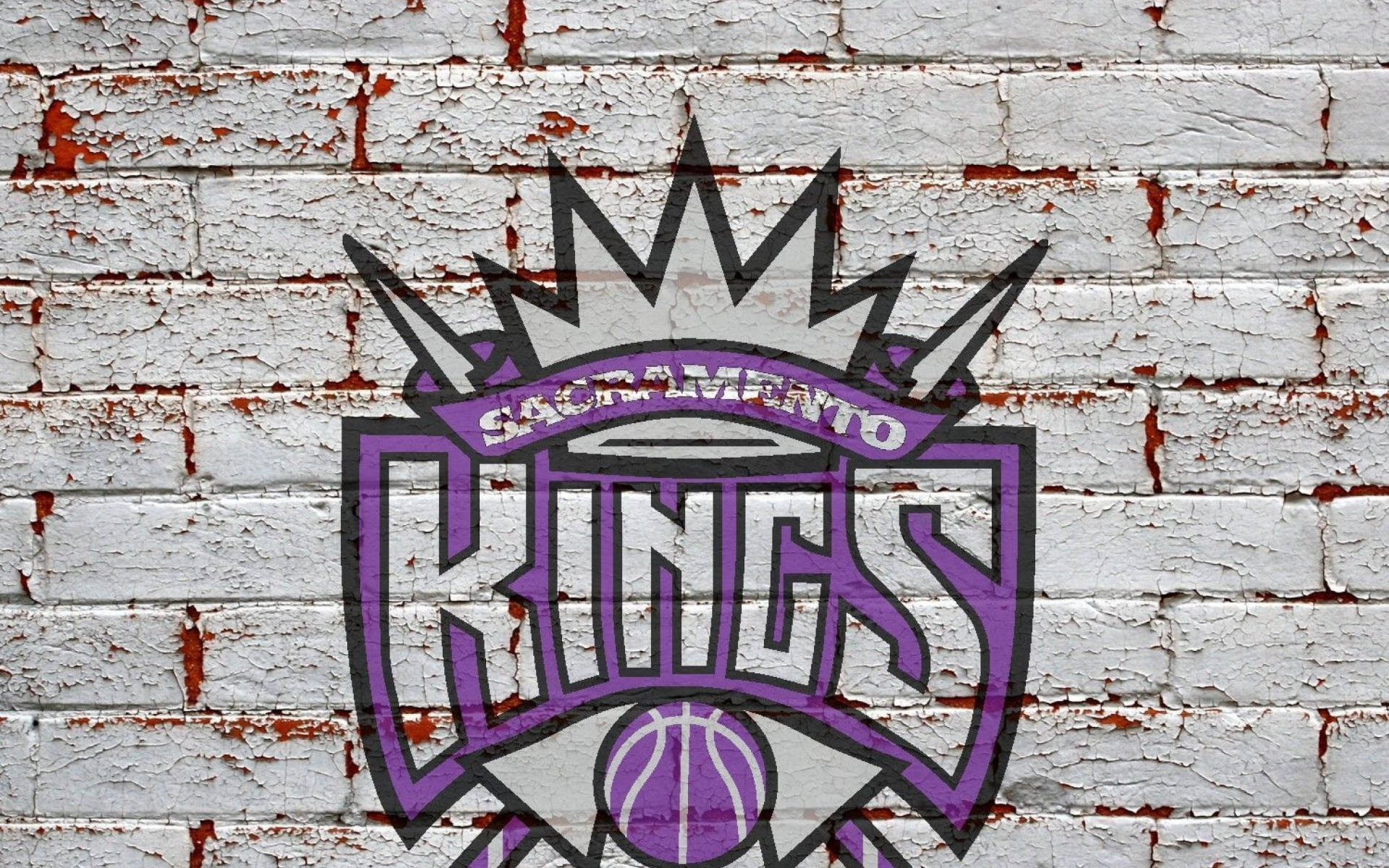 Tuğla Duvarda Sacramento Kings Logosu Duvar Kağıdı