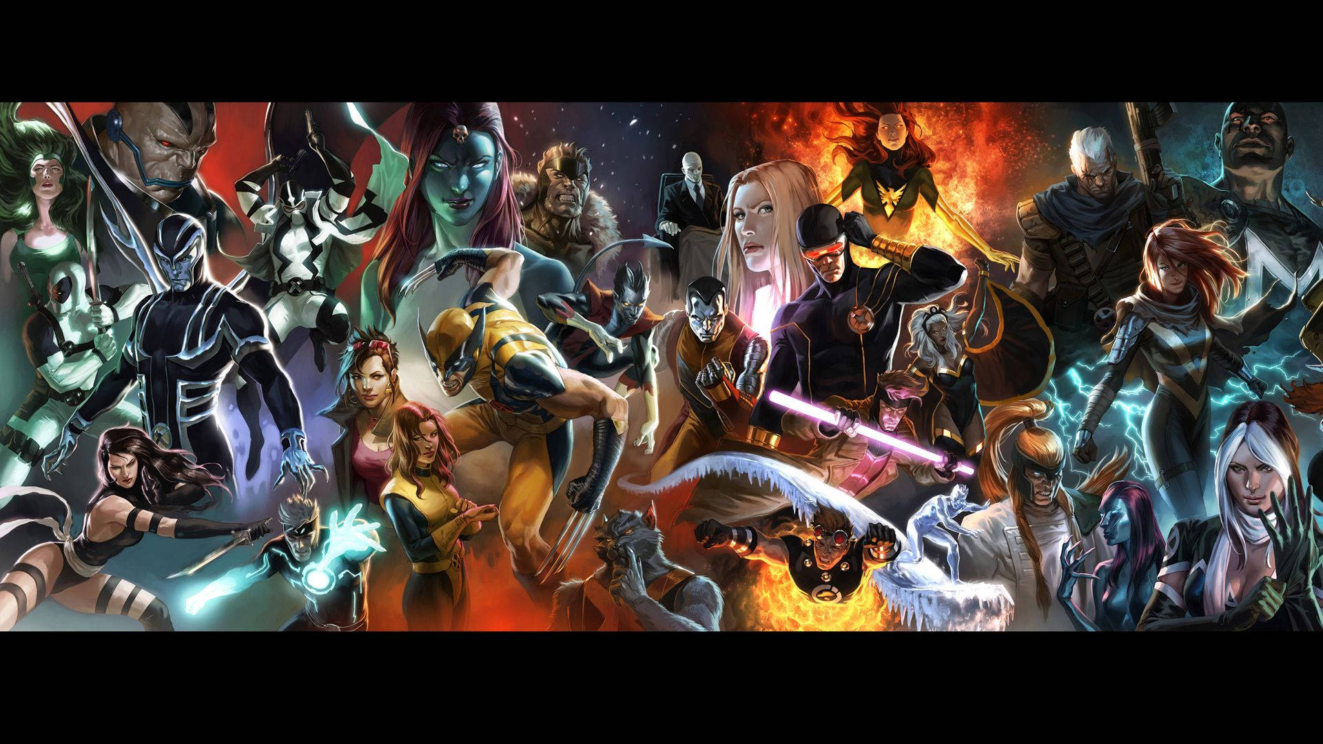 Kahramanlar ve kötü adamlarla tüm karakterler Marvel çizgi romanları.