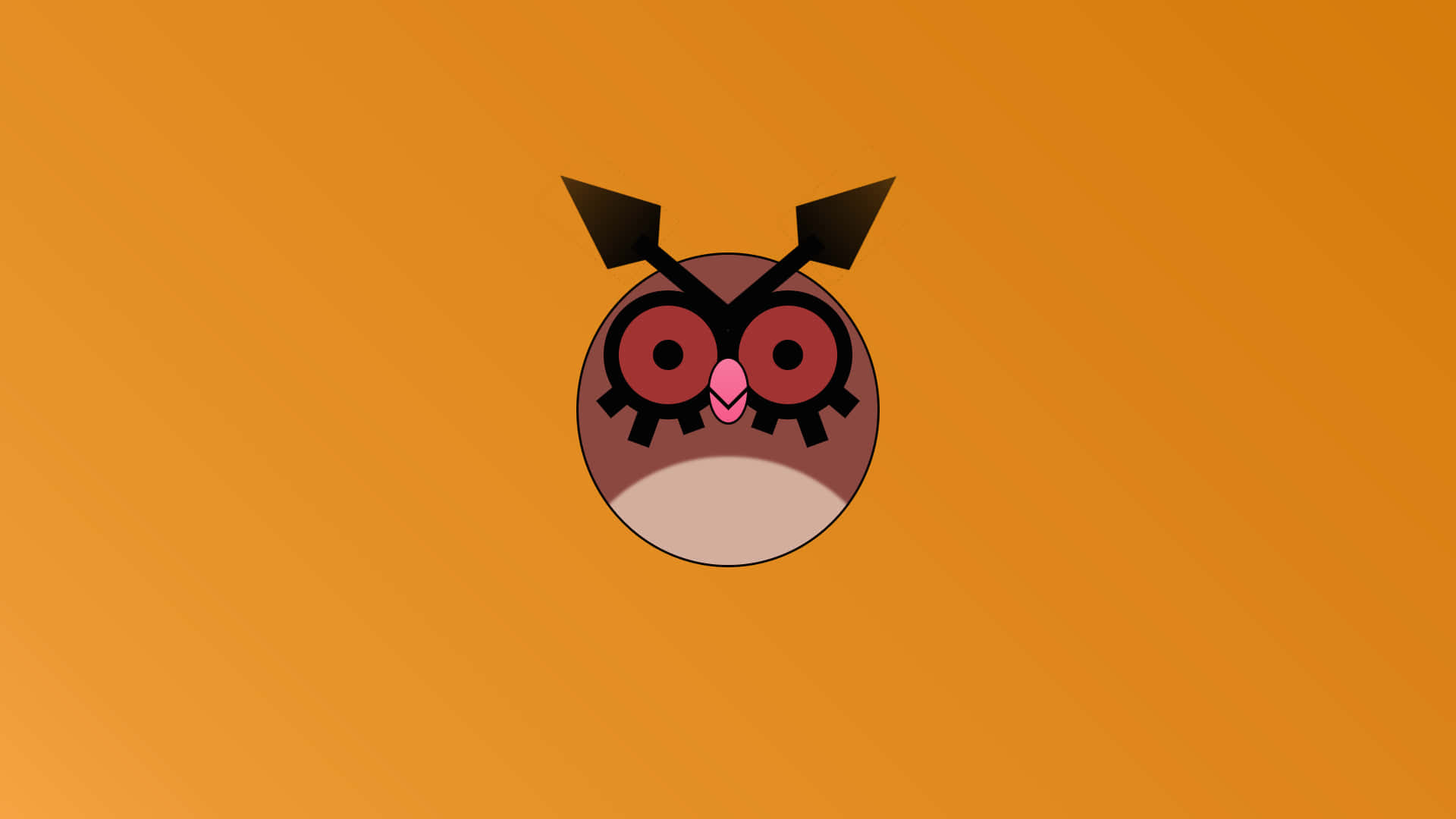 Turuncu Arkaplanda Basit Hoothoot Çizimi Duvar Kağıdı