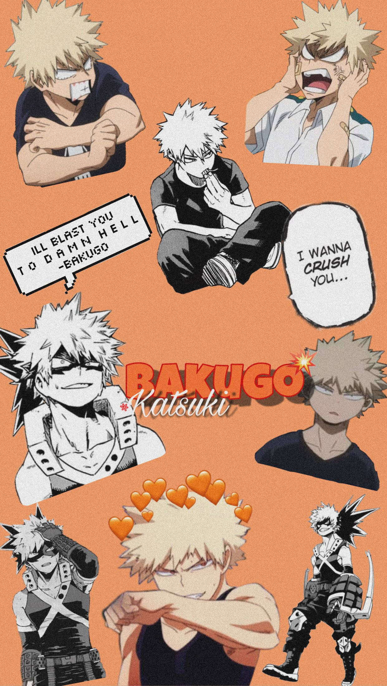 Turuncu Estetik My Hero Academia Katsuki Bakugo Sözleri Duvar Kağıdı