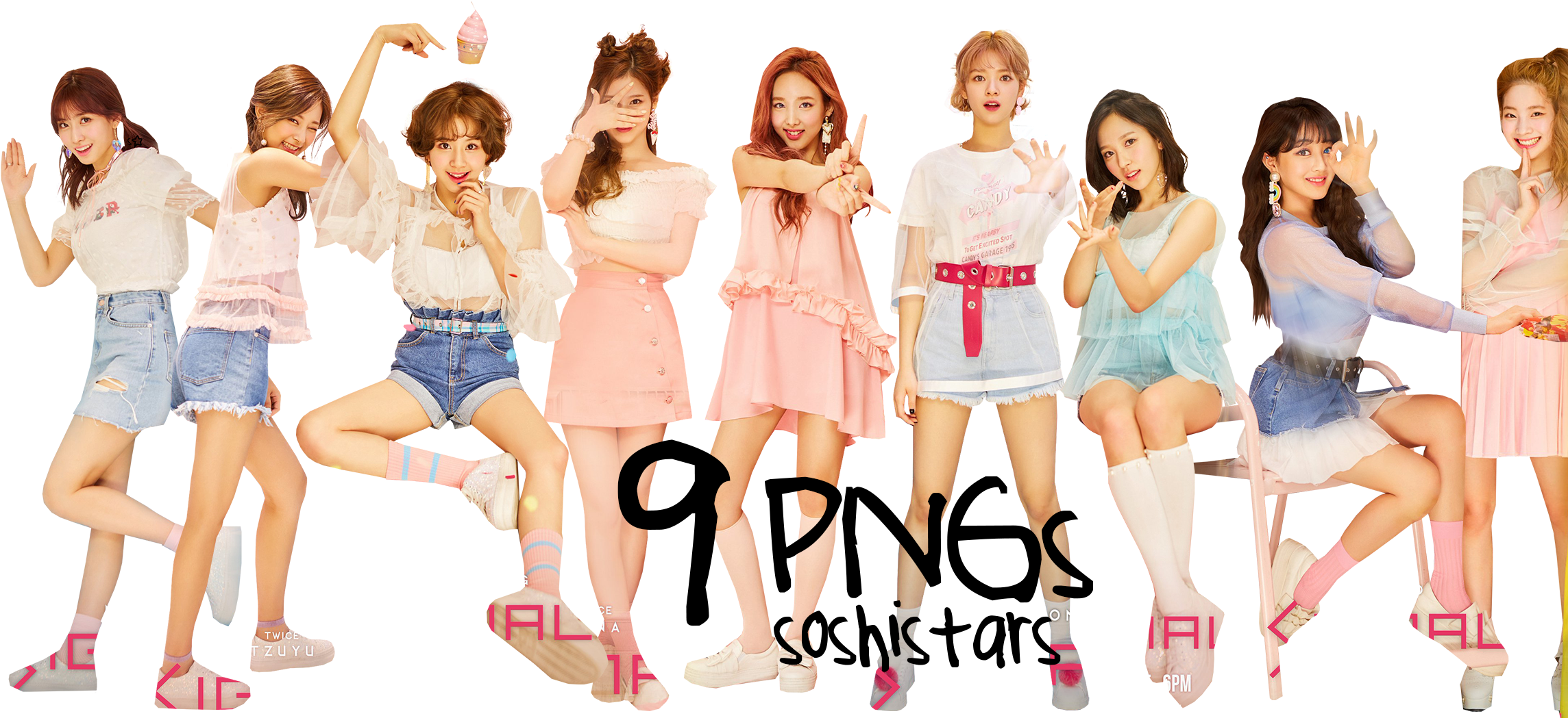 Twice Üyeleri Pastel Kıyafetlerle Duvar Kağıdı