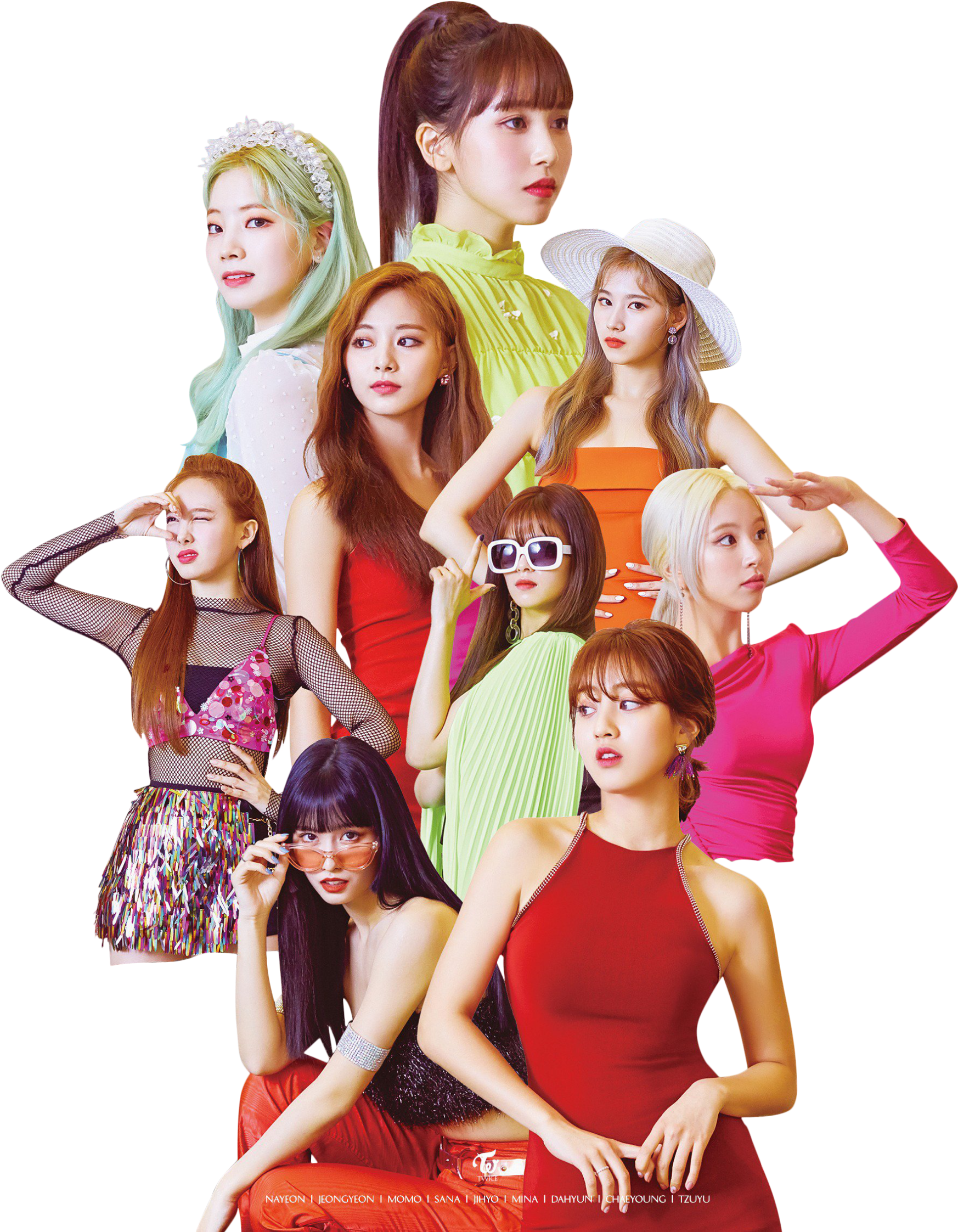 Twice Üyelerinin Renkli Modası Duvar Kağıdı