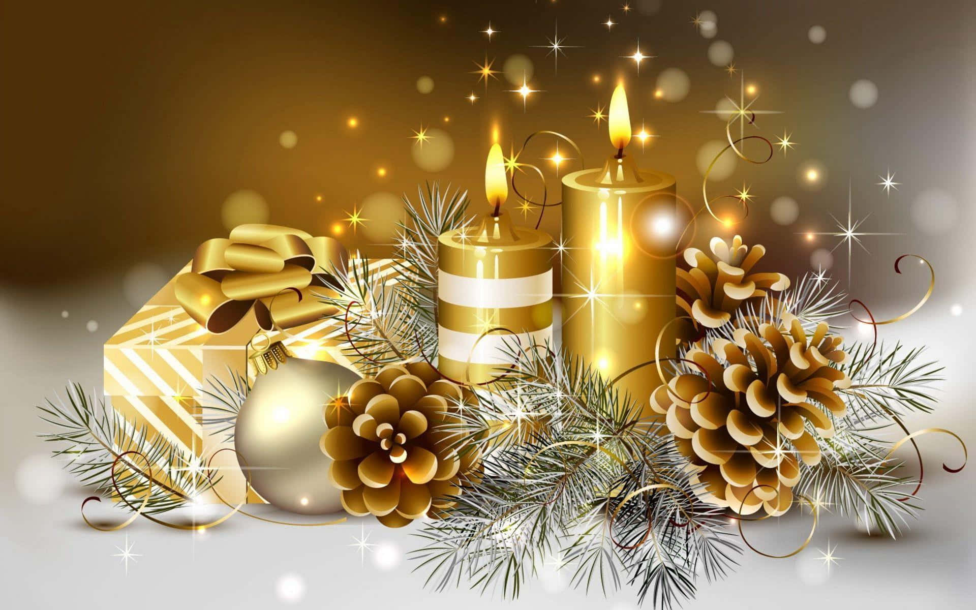Ücretsiz Altın Noel Mumları Resmi Duvar Kağıdı