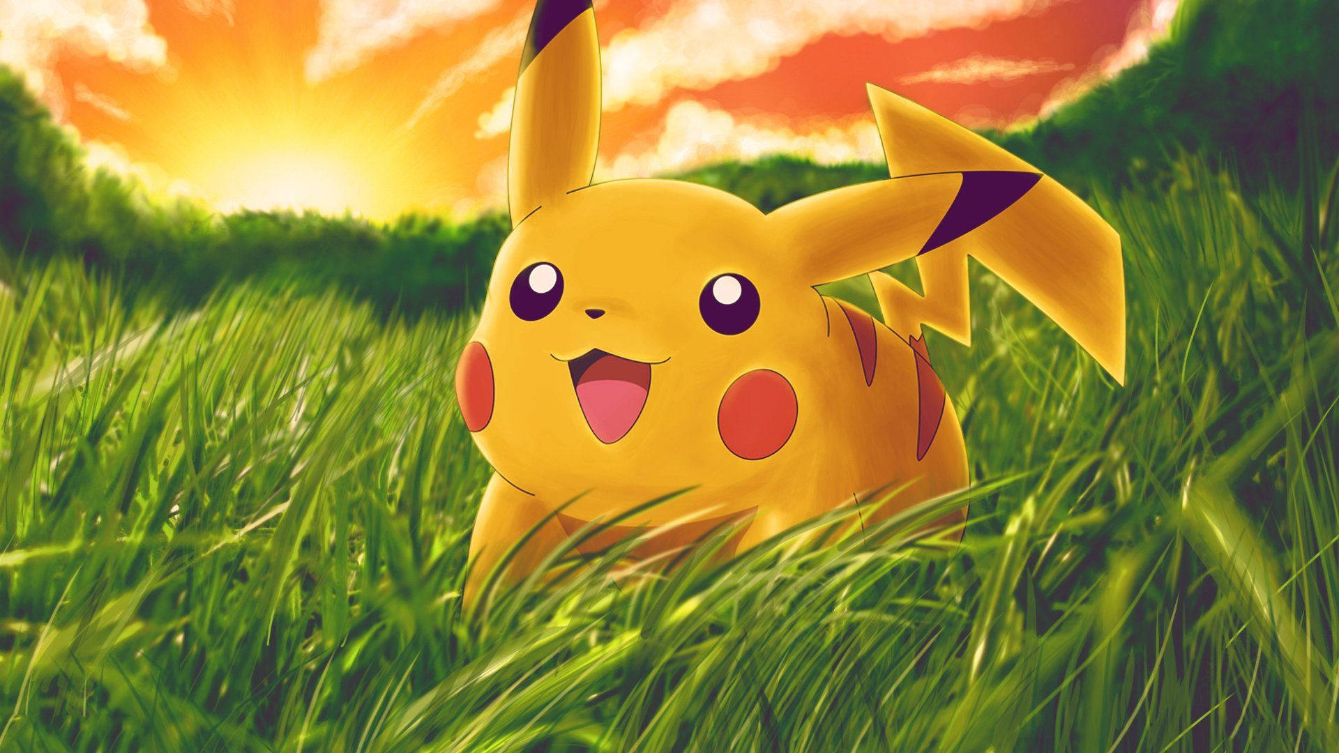 Umut Dolu Bir Pikachu Açık Havada Hayatın Tadını Çıkarıyor Duvar Kağıdı