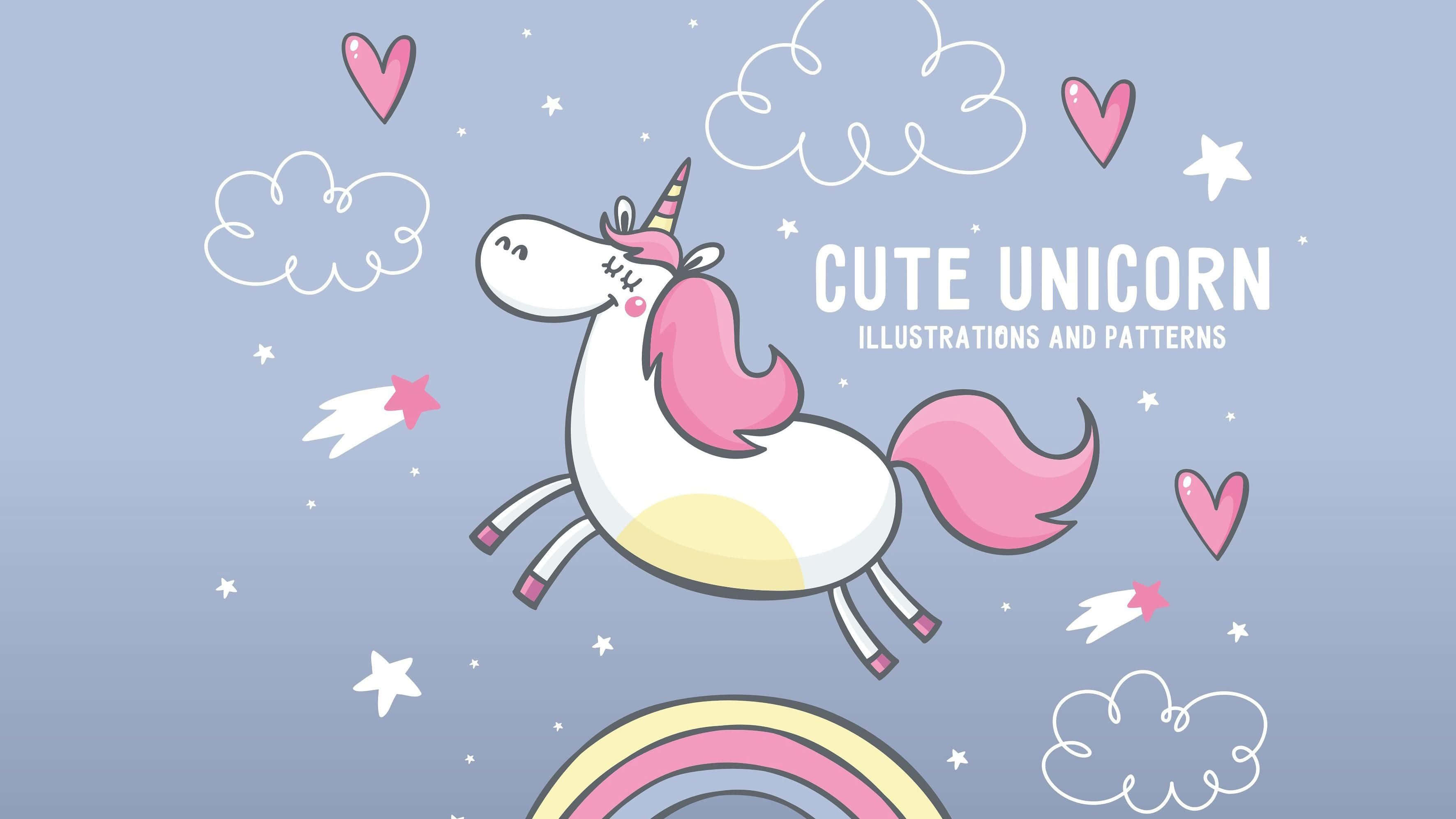 Unicorn Estetik Çocuk Sanatı Duvar Kağıdı