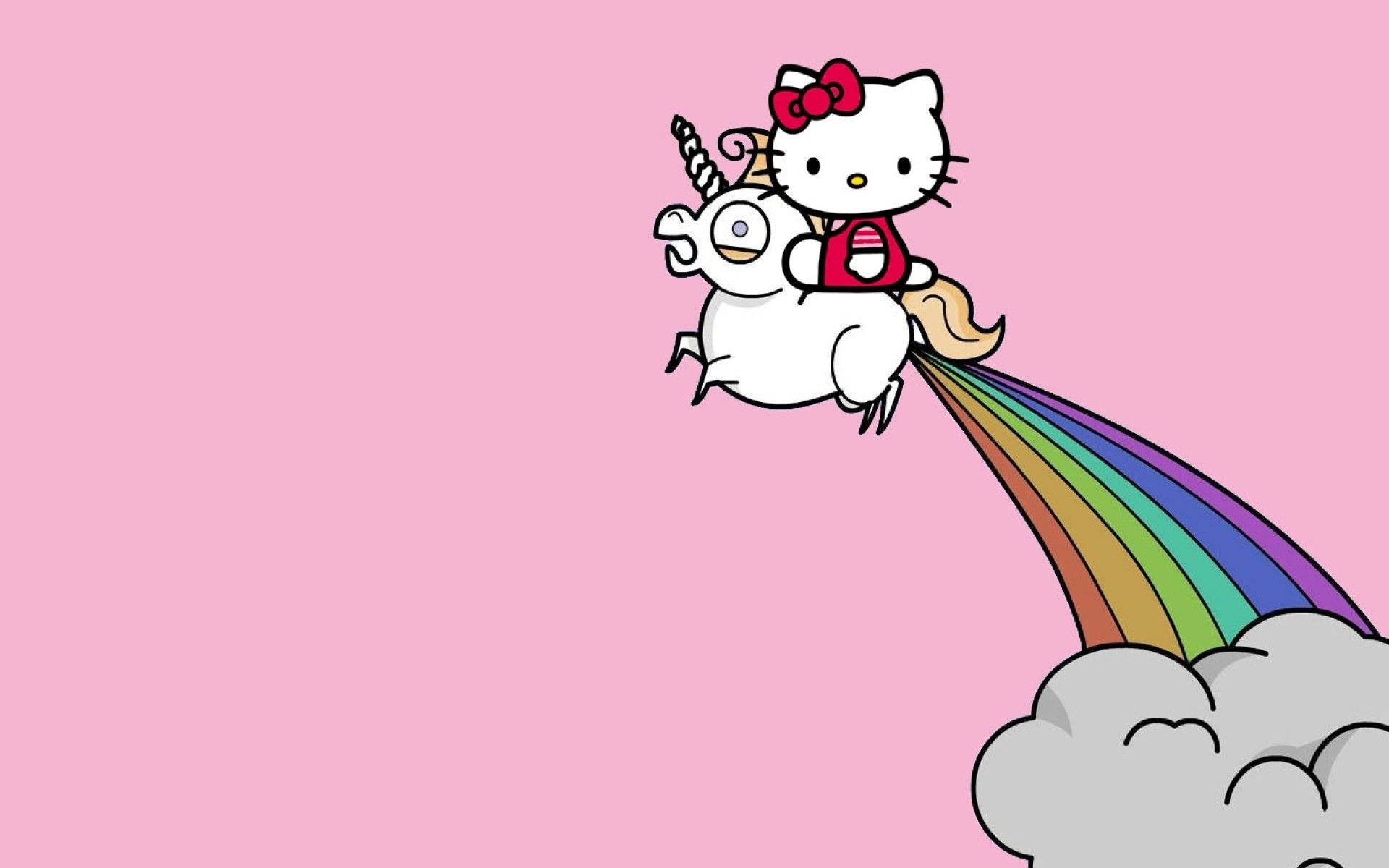Unicorn ve Hello Kitty Estetiği Duvar Kağıdı