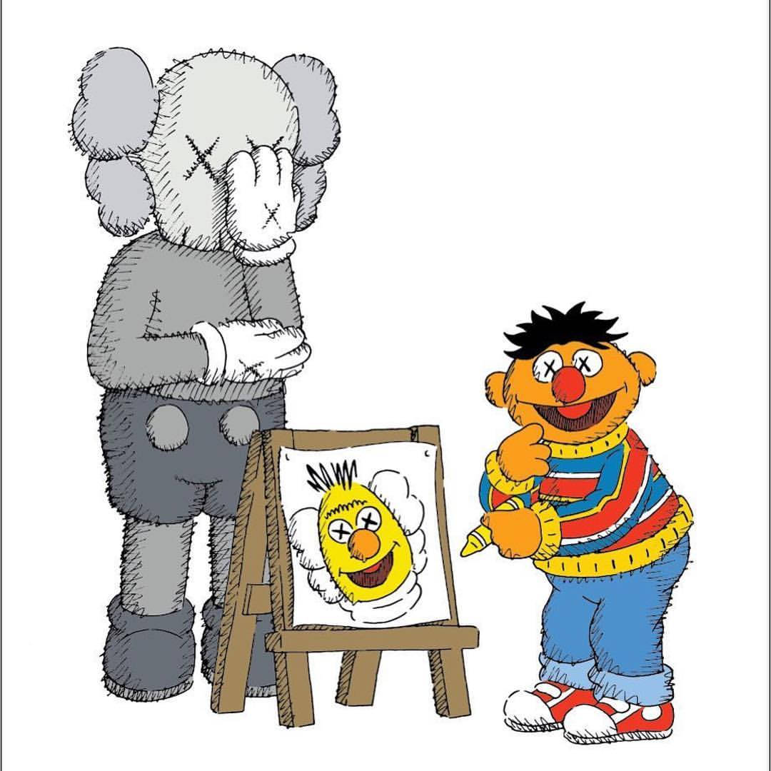 Uniqlo Ernie, Bert'i Çiziyor Duvar Kağıdı