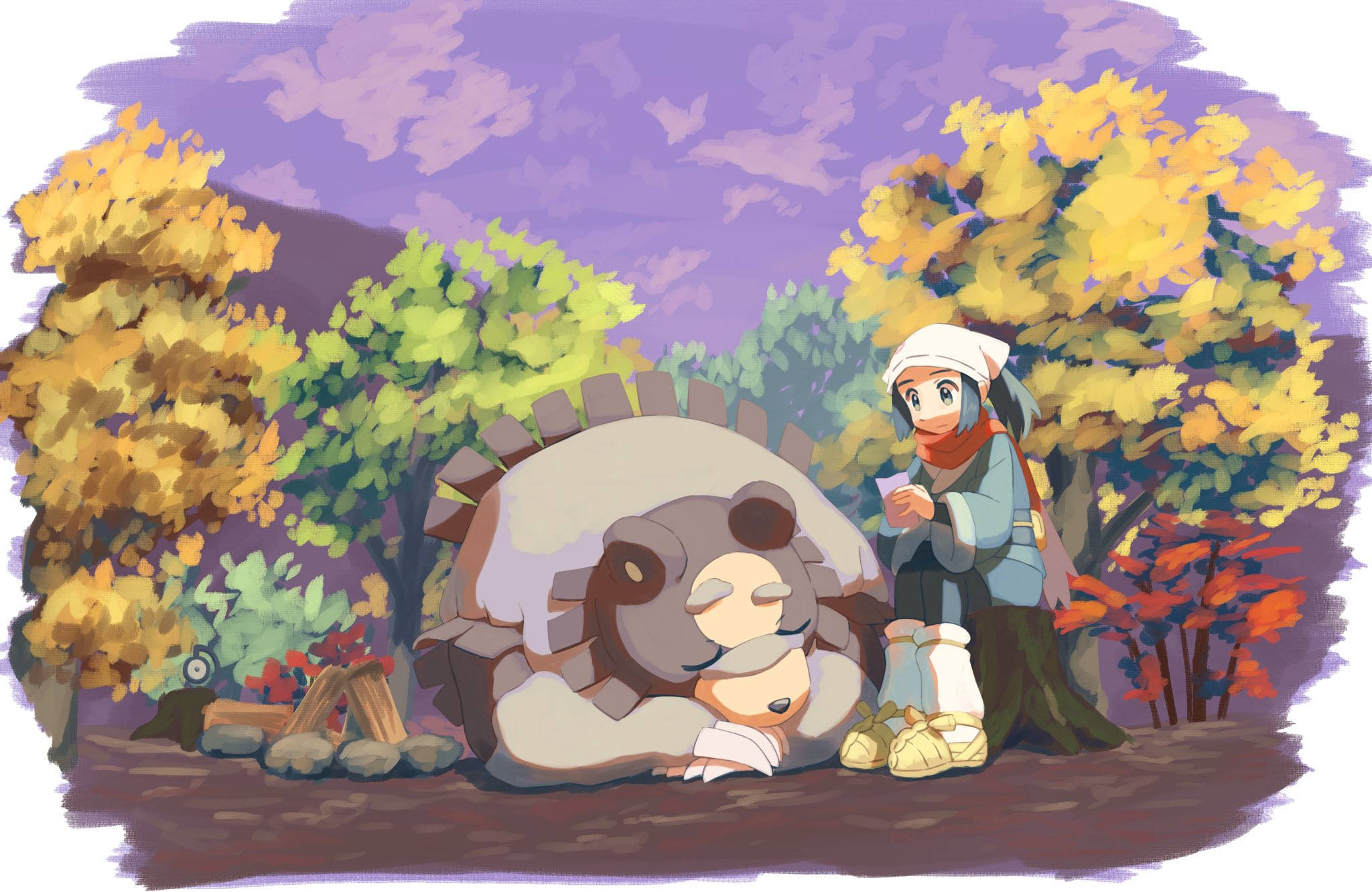 Ursaluna ve Akari Pokémon Legends Arceus Duvar Kağıdı