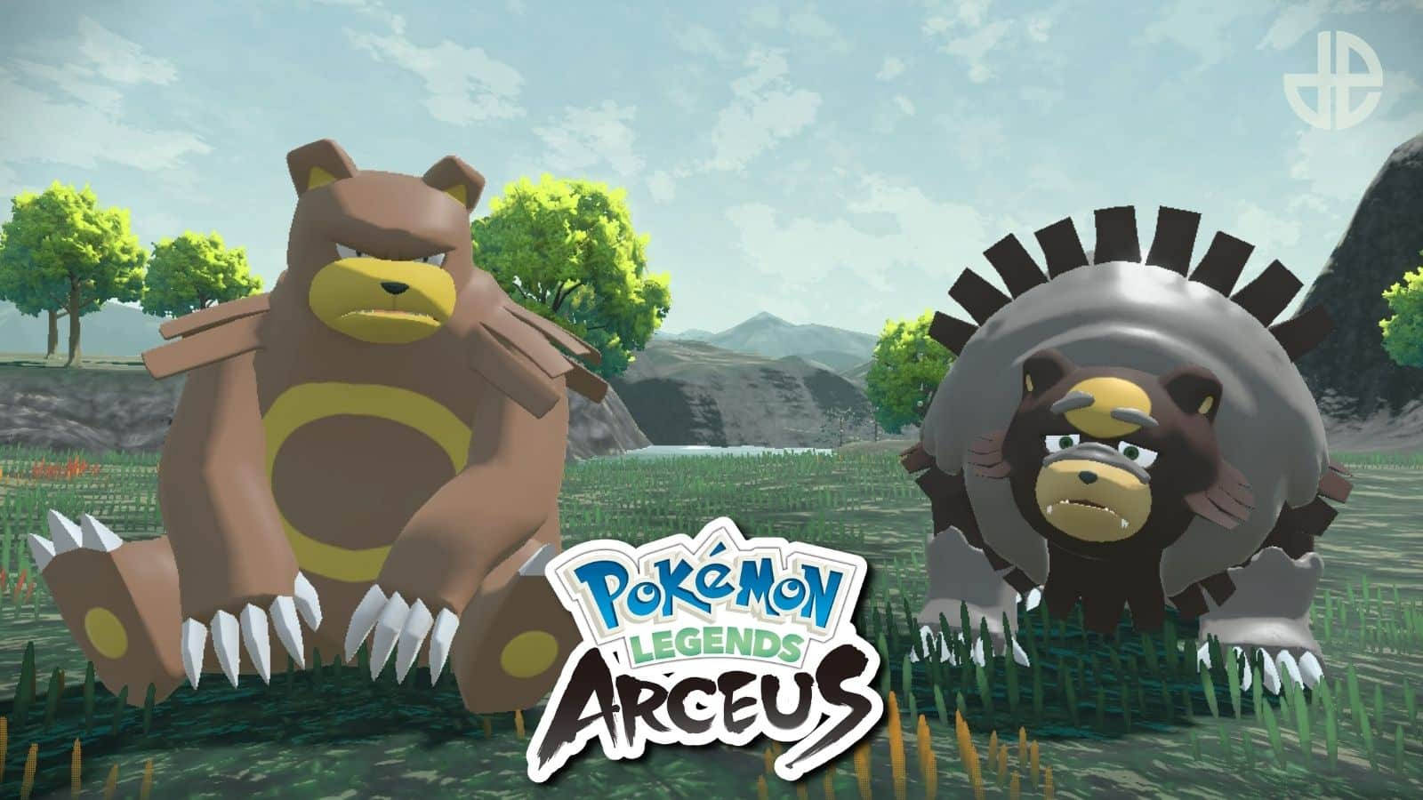 Ursaring ve Ursaluna Pokemon Legends: Arceus illüstrasyonu. Duvar Kağıdı