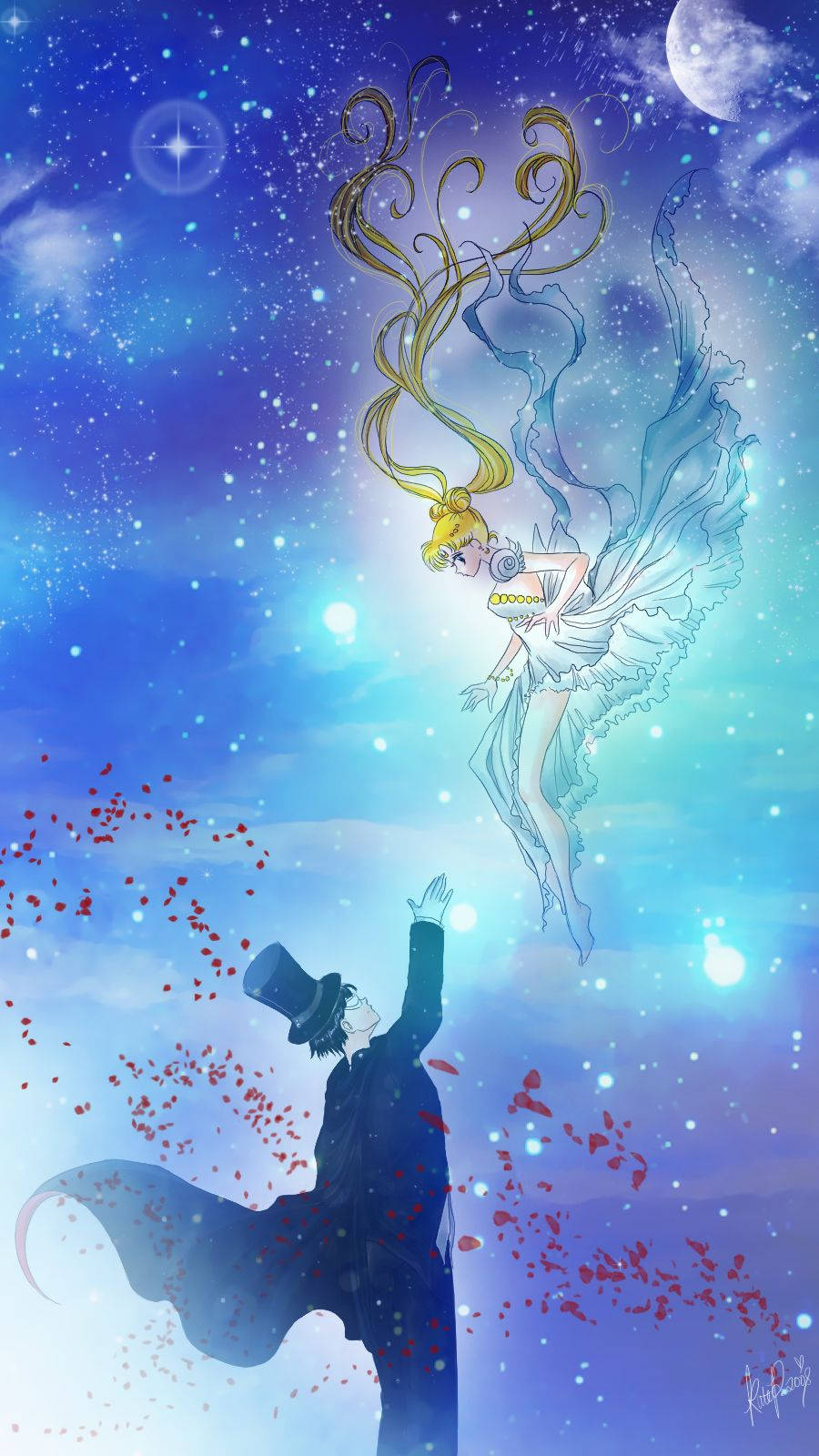 Usagi ve Tuxedo Mask Sailor Moon iPhone Duvar Kağıdı