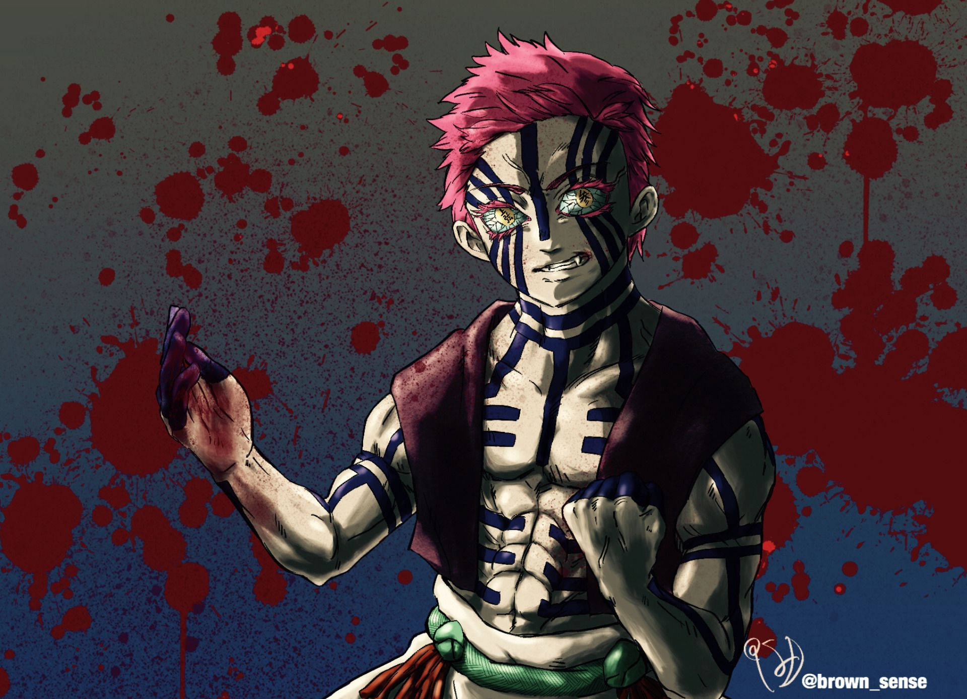 Üst Ay Demon Slayer Akaza Duvar Kağıdı