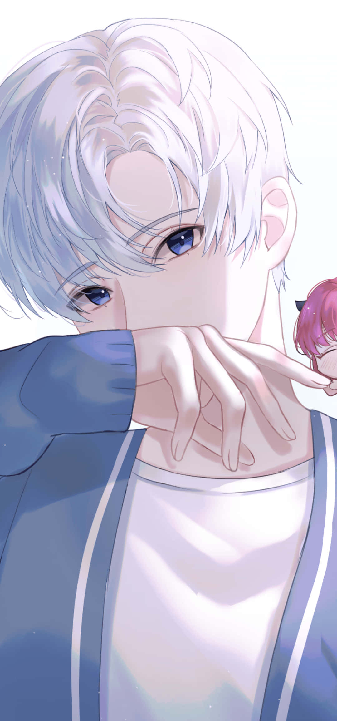 Utangaç ve sevimli bir anime çocuğu kameraya poz veriyor Duvar Kağıdı