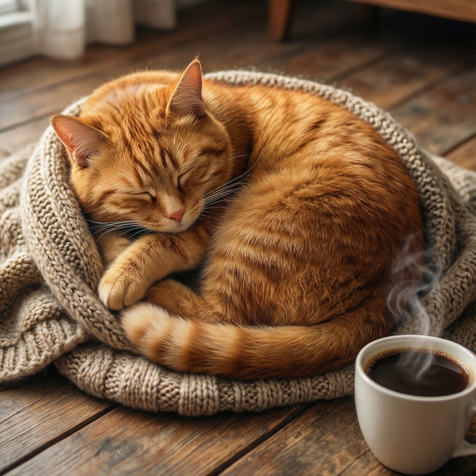 Uykucu Turuncu Kedi Duvar Kağıdı