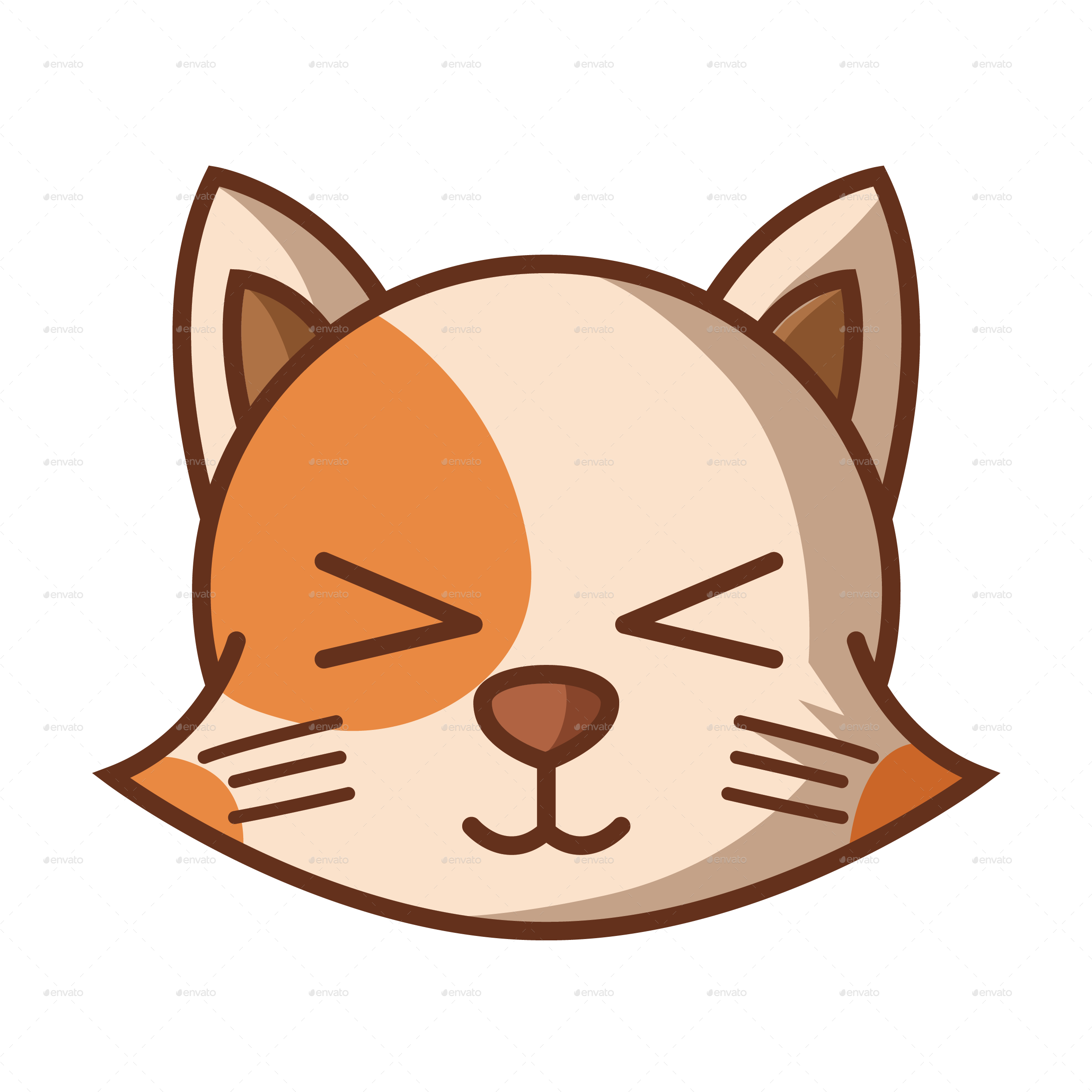 Uyuyan Çizgi Kedi Yüzü Duvar Kağıdı