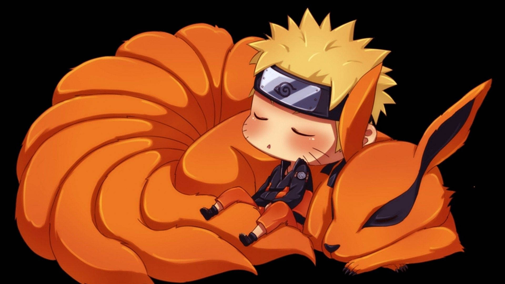 Uyuyan Sevimli Naruto ve Kurama Duvar Kağıdı