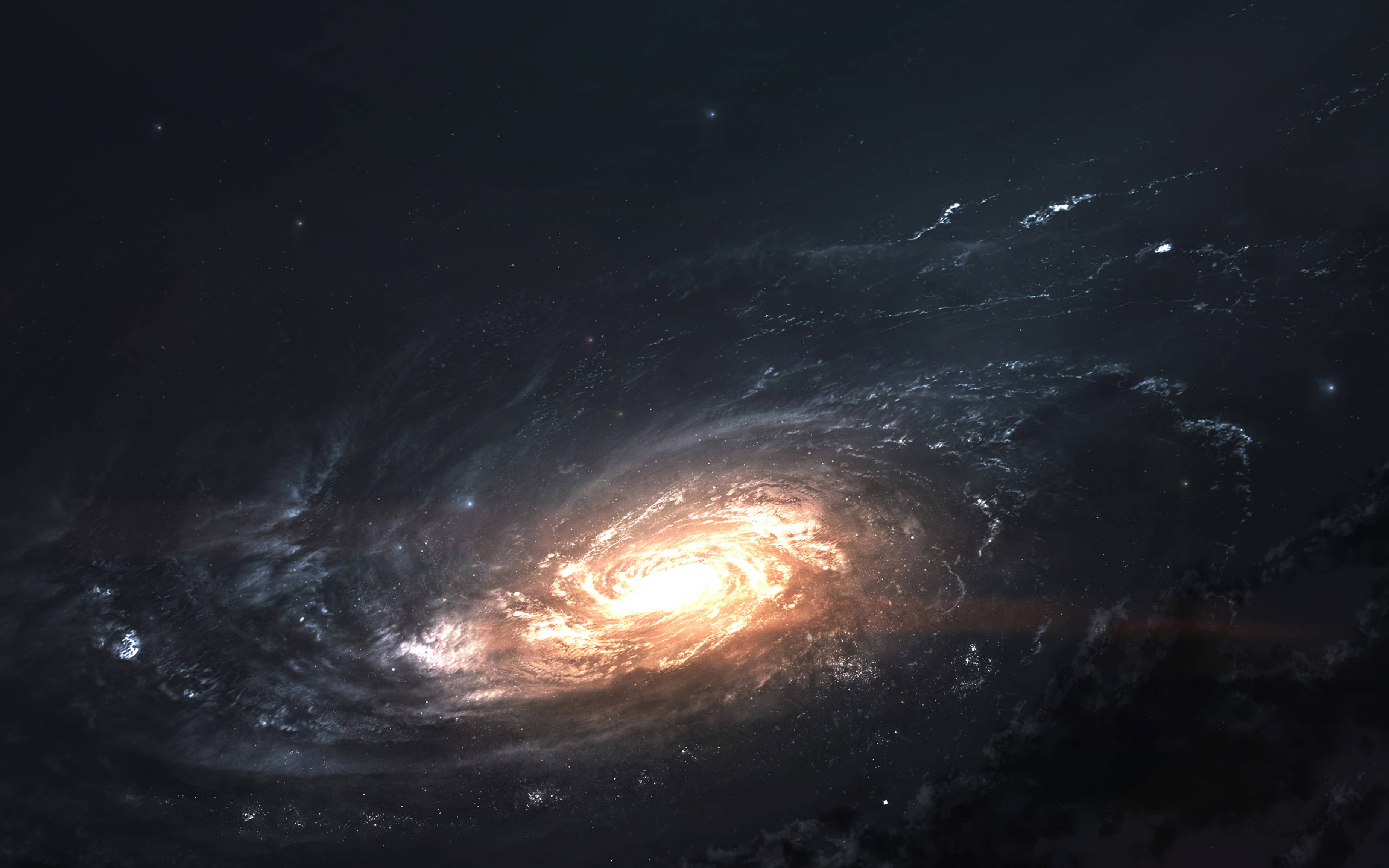 Uzayı Aydınlatan Parlak ve Renkli Andromeda Galaksisi Duvar Kağıdı