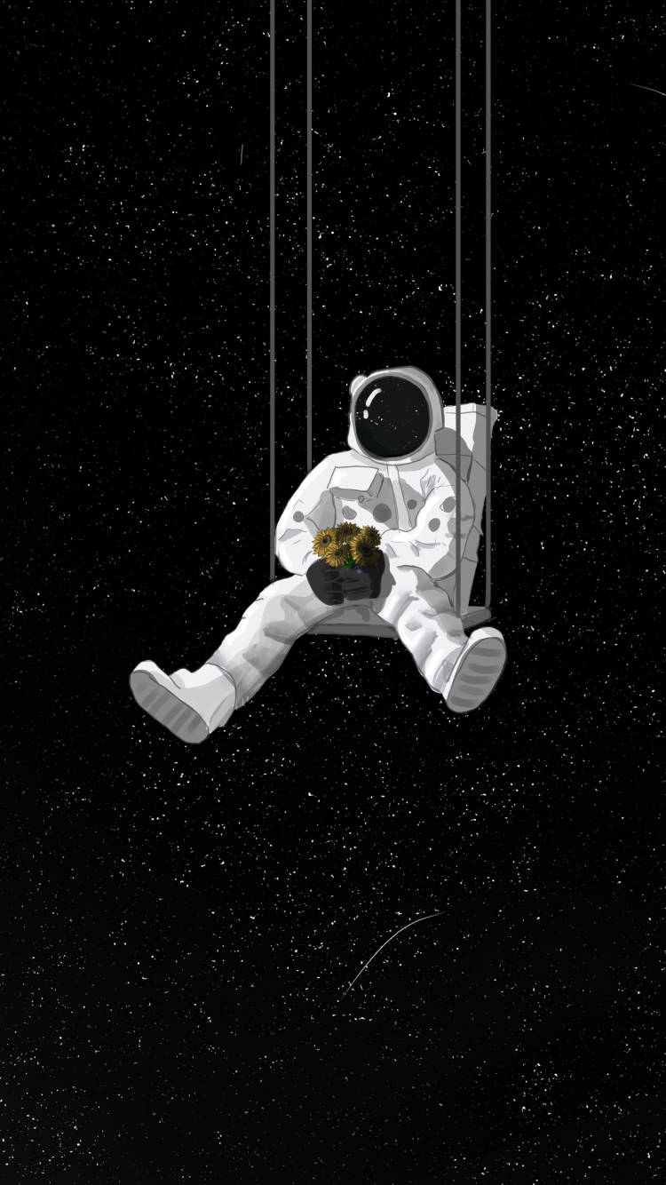 Uzay Kaşifi - Karanlıkta Astronot iPhone Duvar Kağıdı